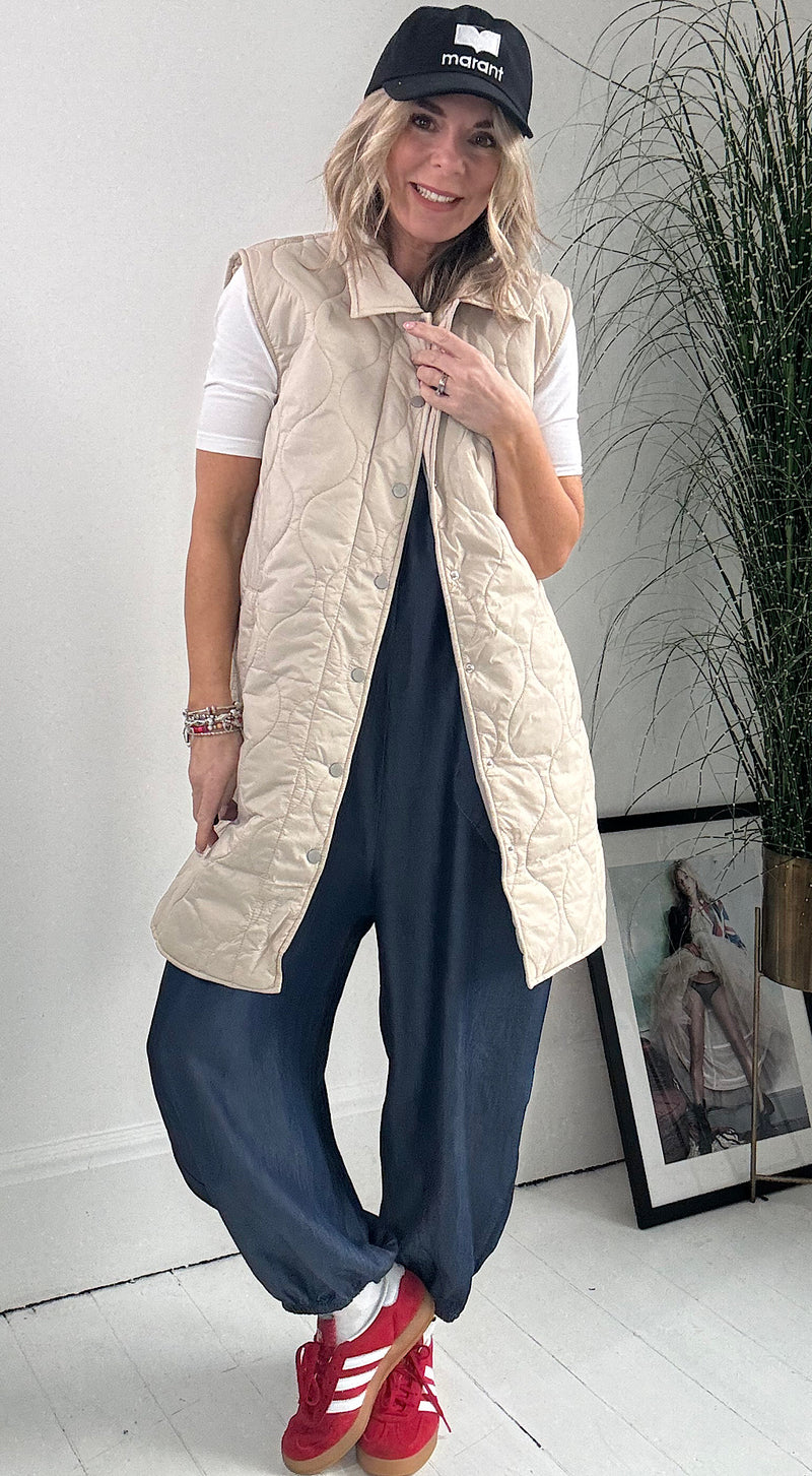 Berta Quilted Gilet - stone