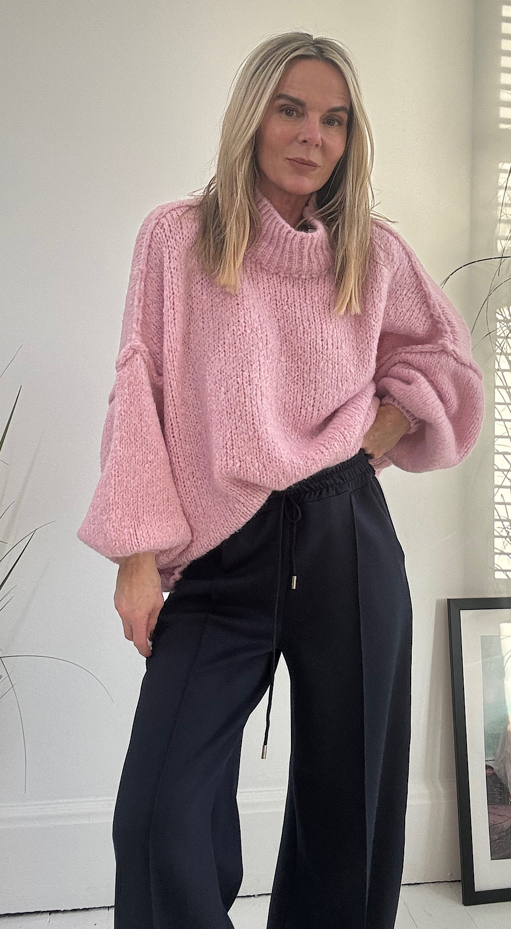 Baloon sleeev knit pink