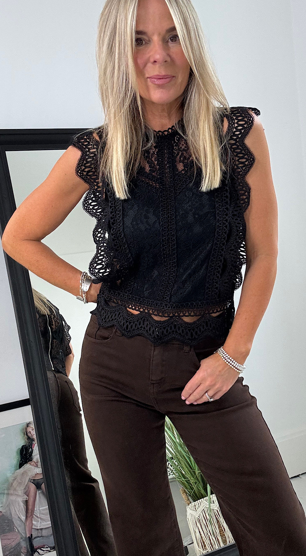 French lace top black
