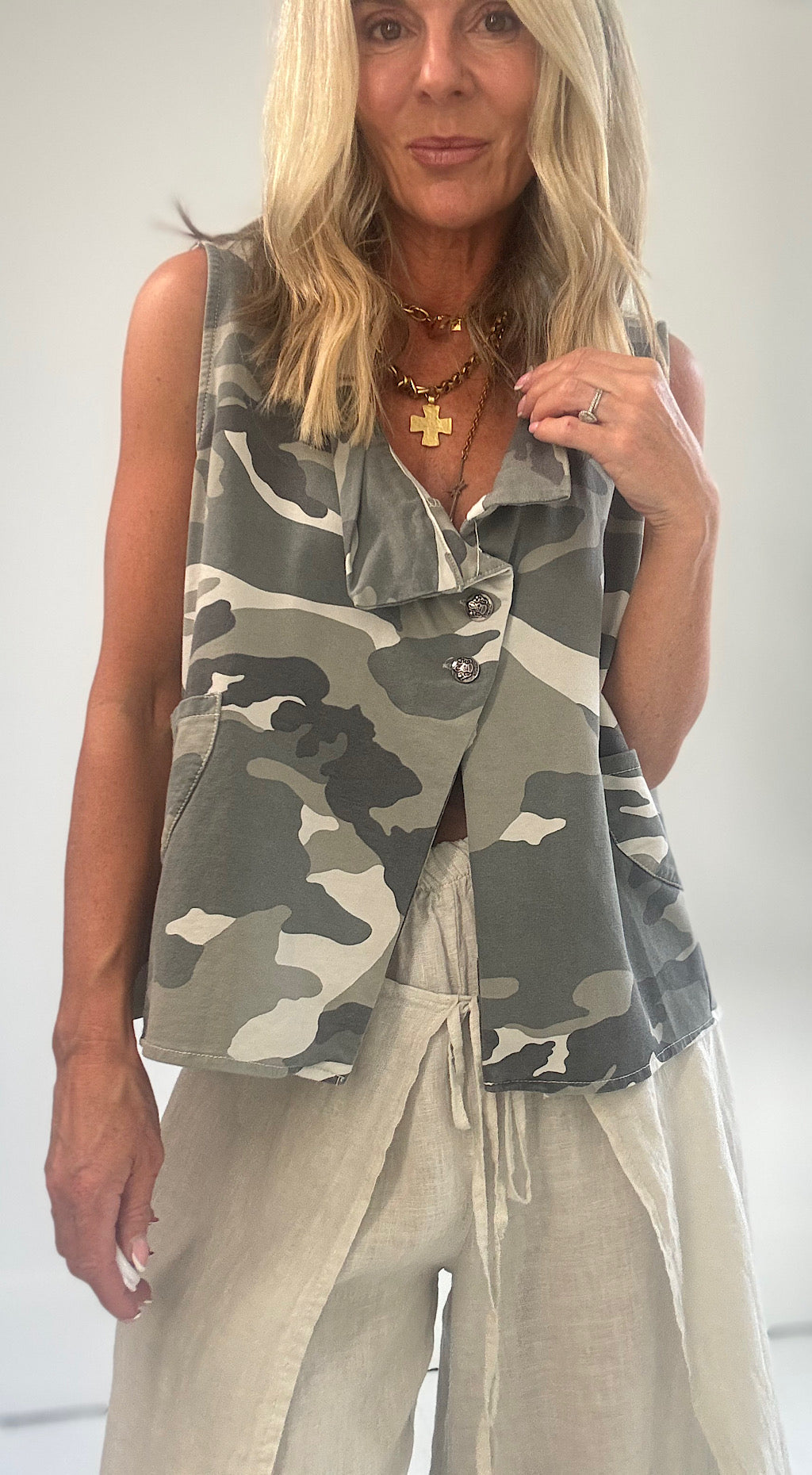 Camo sweat waistcoat