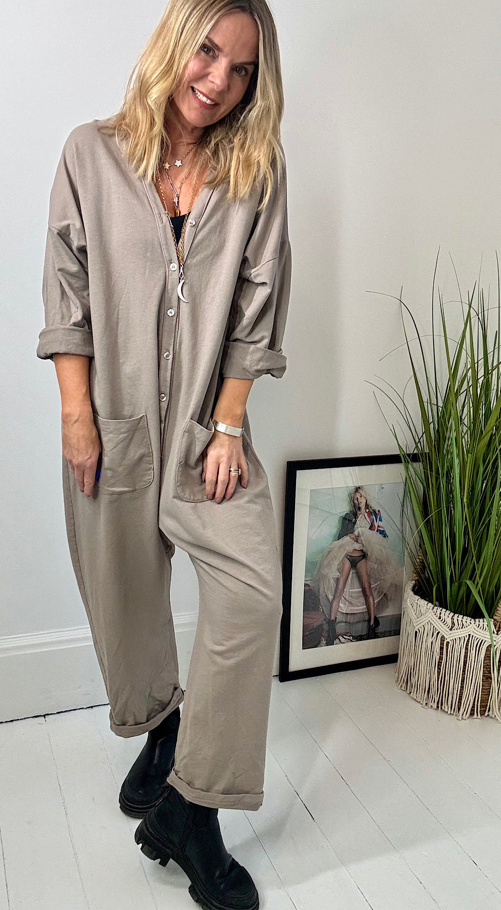 Sweatshirt Boiler Suit - mocha