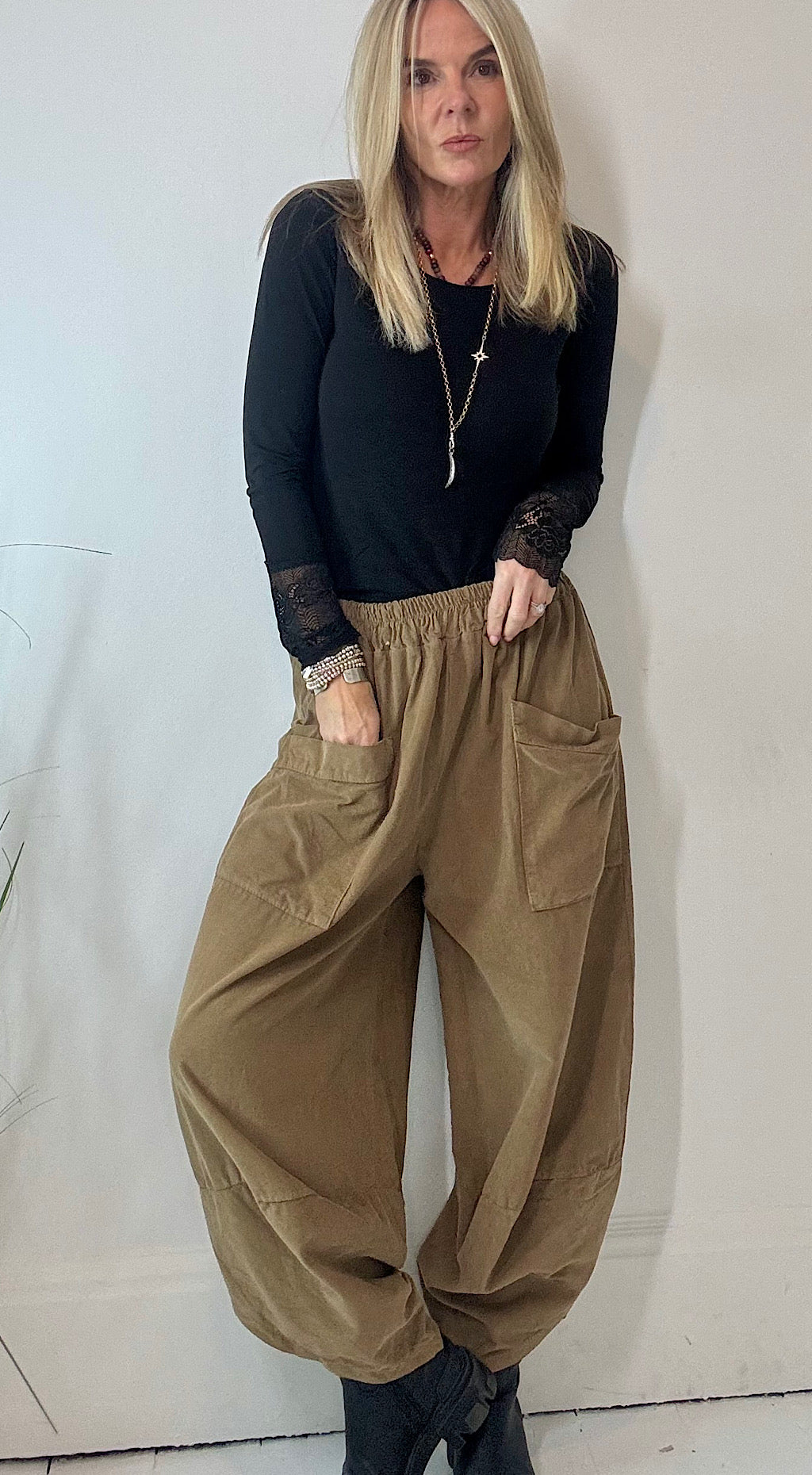 Pocket Cocoon Pant Cord - camel