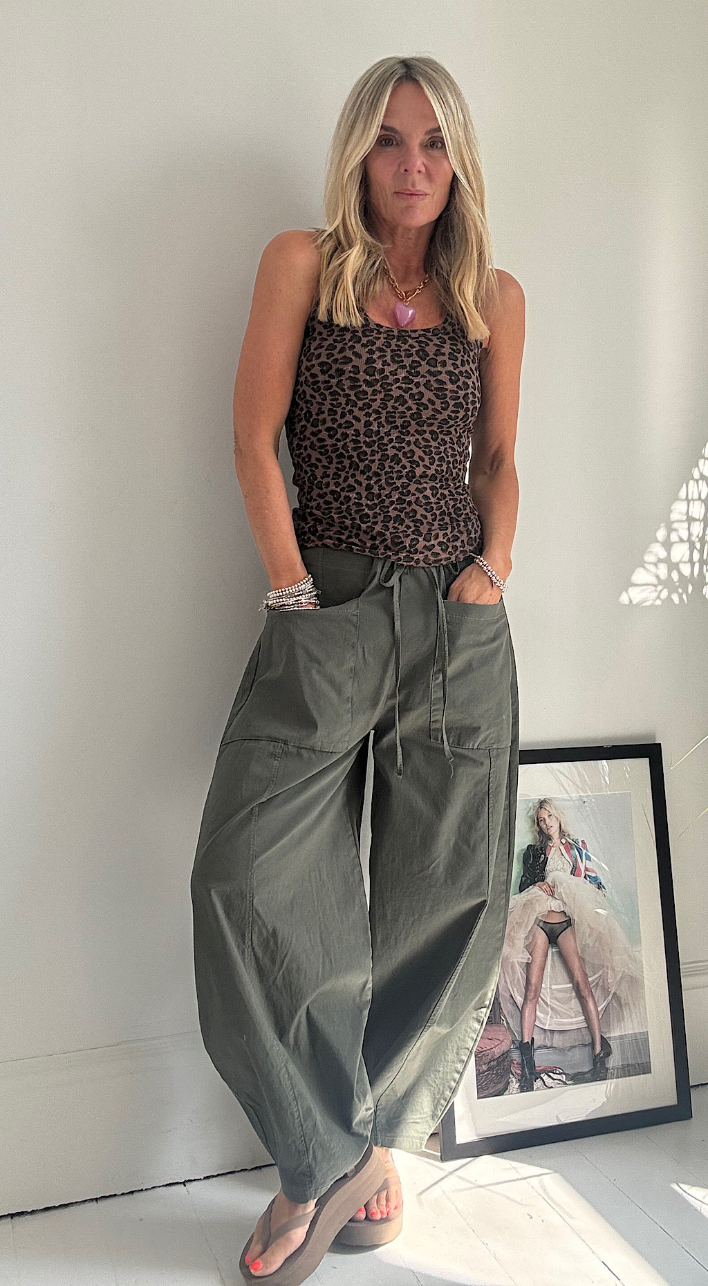 Cotton Barrel Pant - khaki