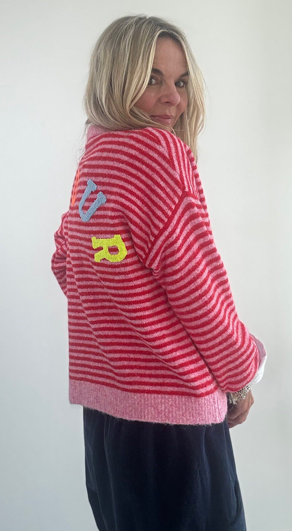 Amour Stripe Soft Knit - pink/red