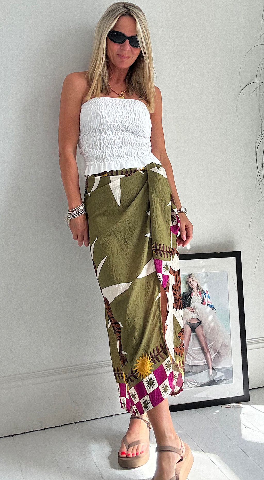 Cotton sarong olive