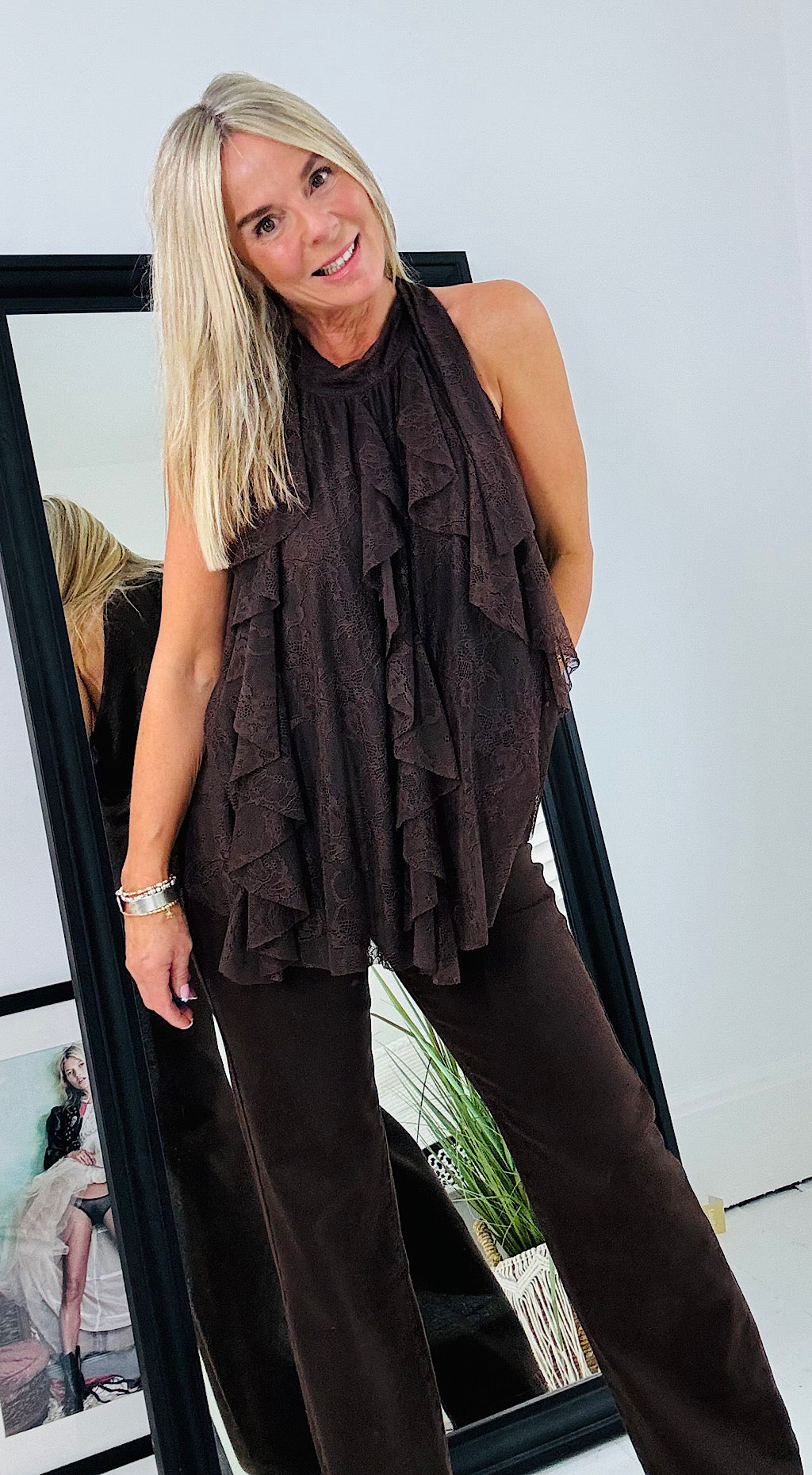 Vintage lace top brown