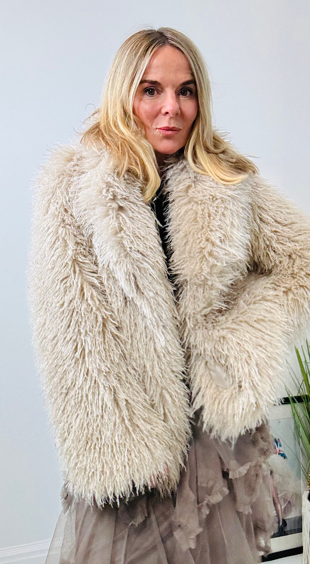 Carrie mongolian faux fur stone