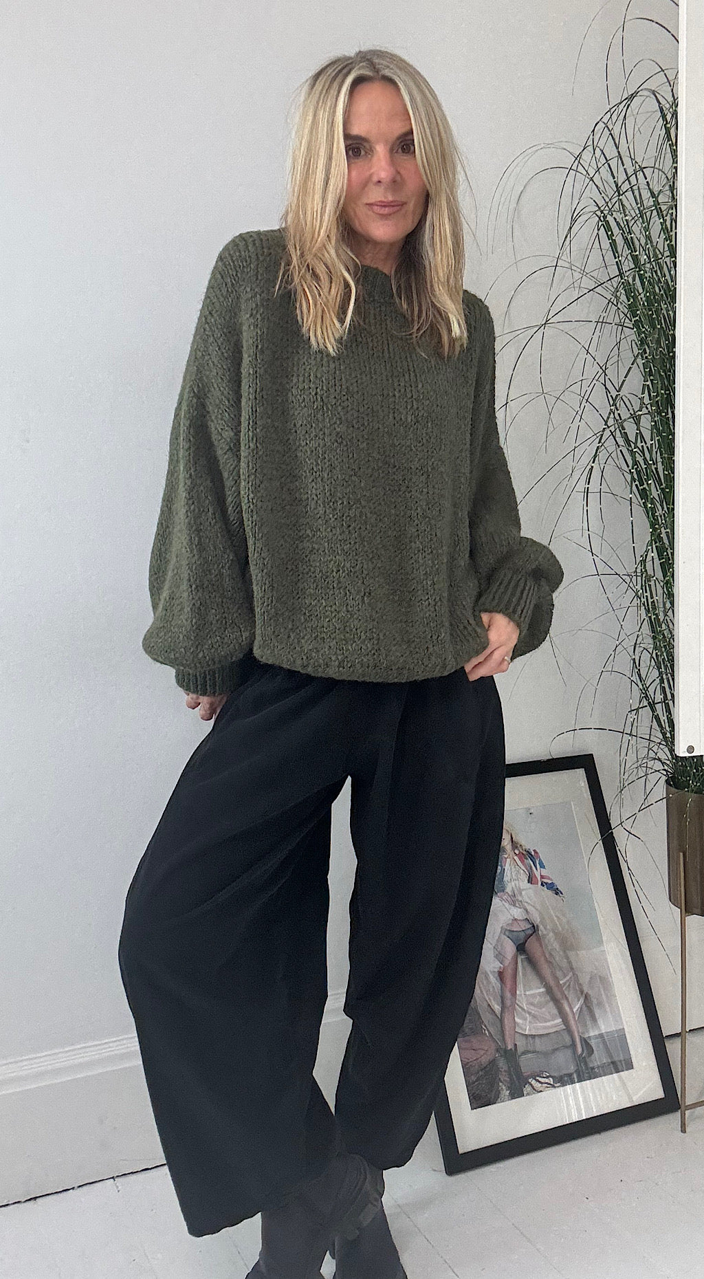 Balloon Sleeve Knit - Khaki