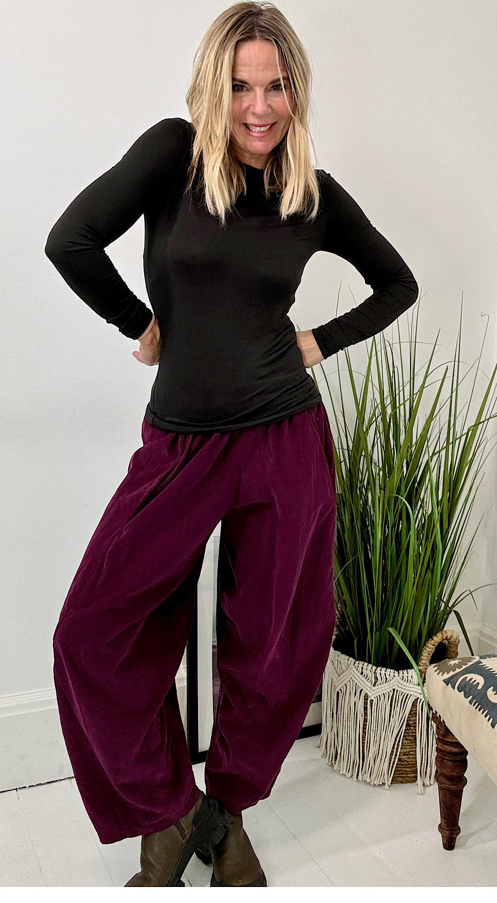 Baby Cord cocoon pant plum