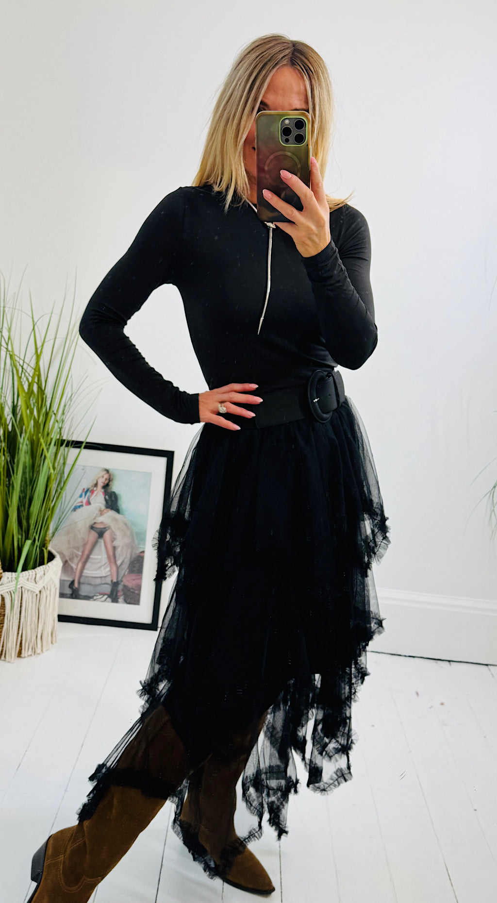 Tulle layer skirt black