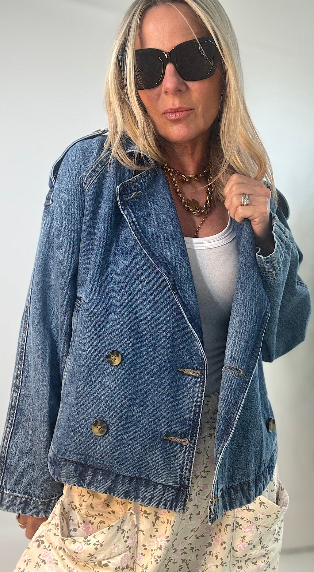 Denim Short Trench Coat