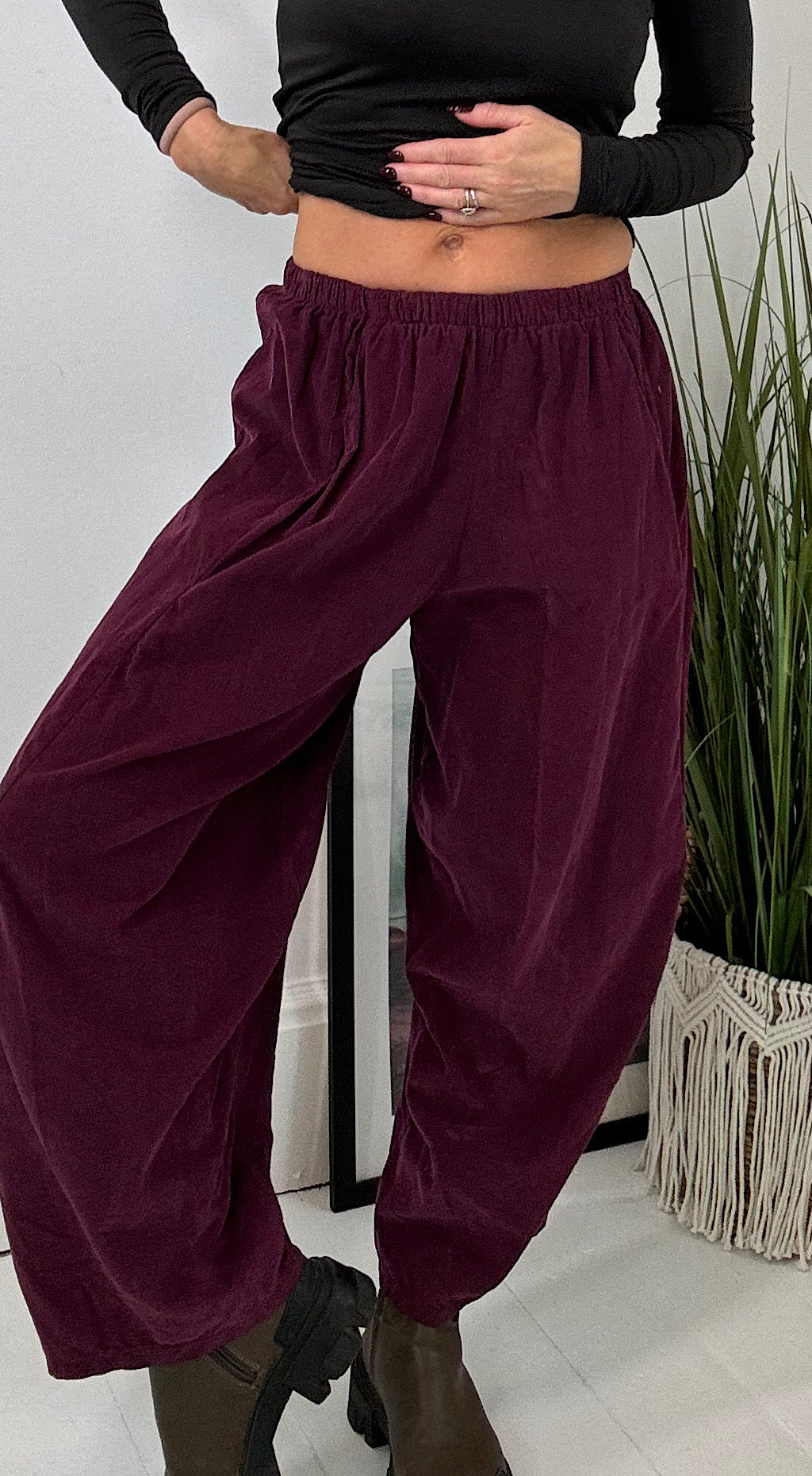 Baby Cord cocoon pant plum