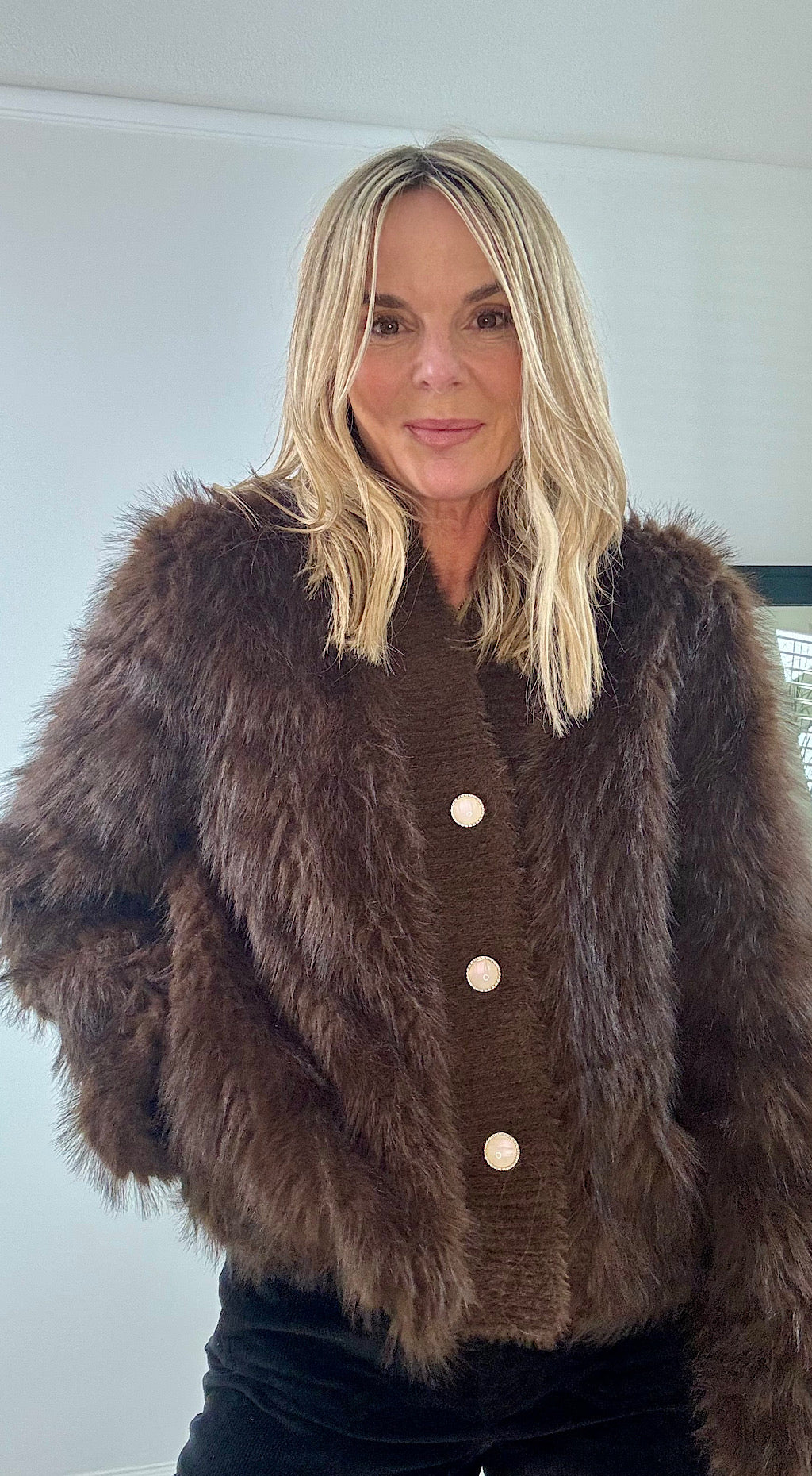 Fur Cardigan Brown