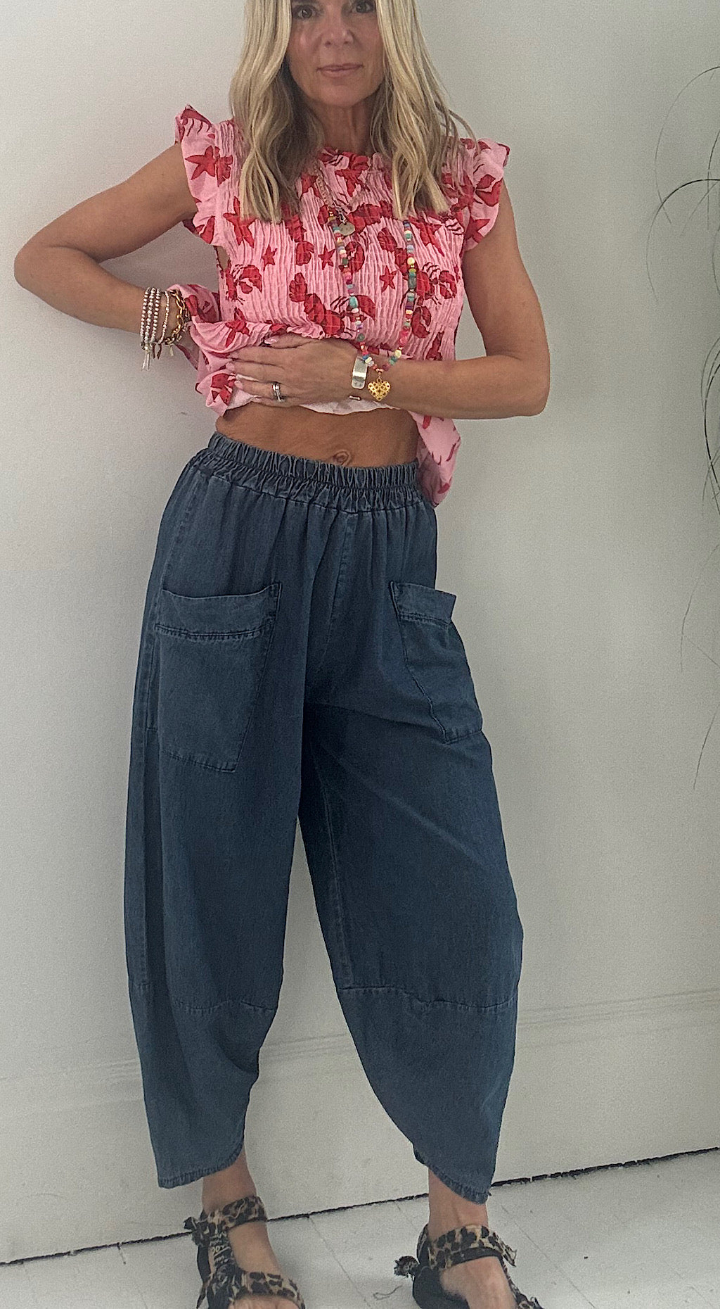Chambray denim cocoon pant