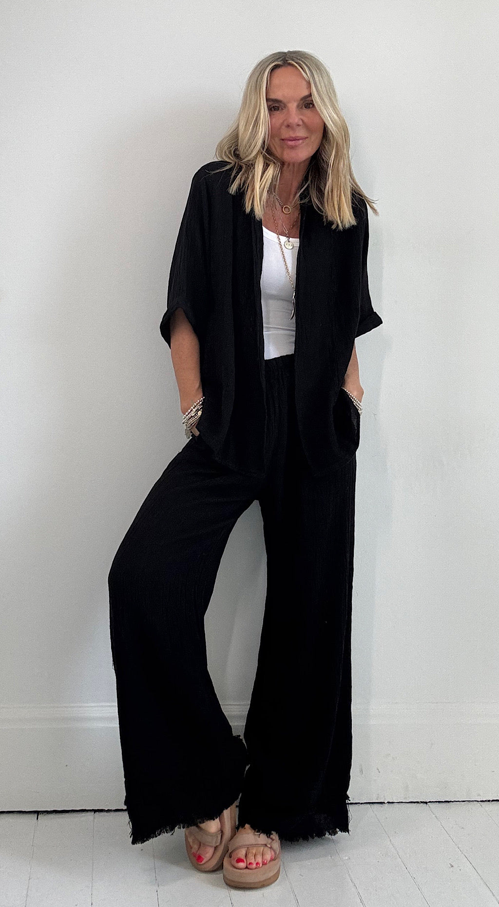 Linen Tea Bag Jacket - black