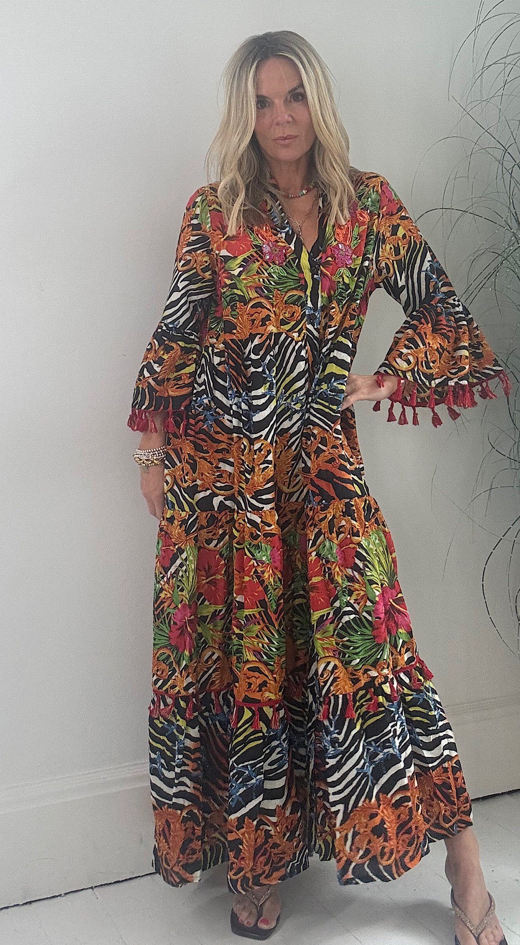 Zebra Indian  shirt maxi