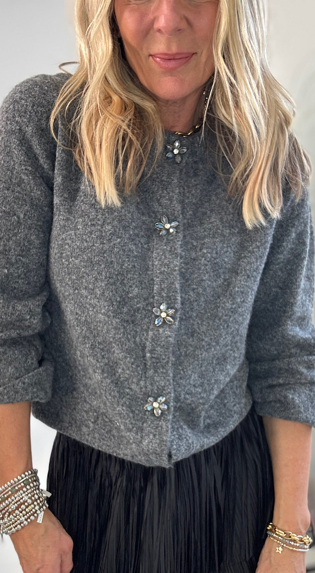 Omea Art Deco Cardigan - charcoal