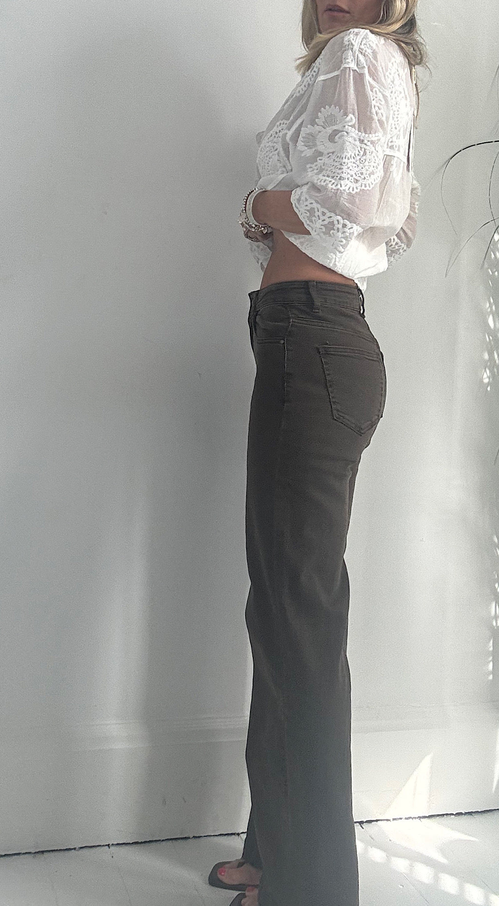 Straight leg brown jeans