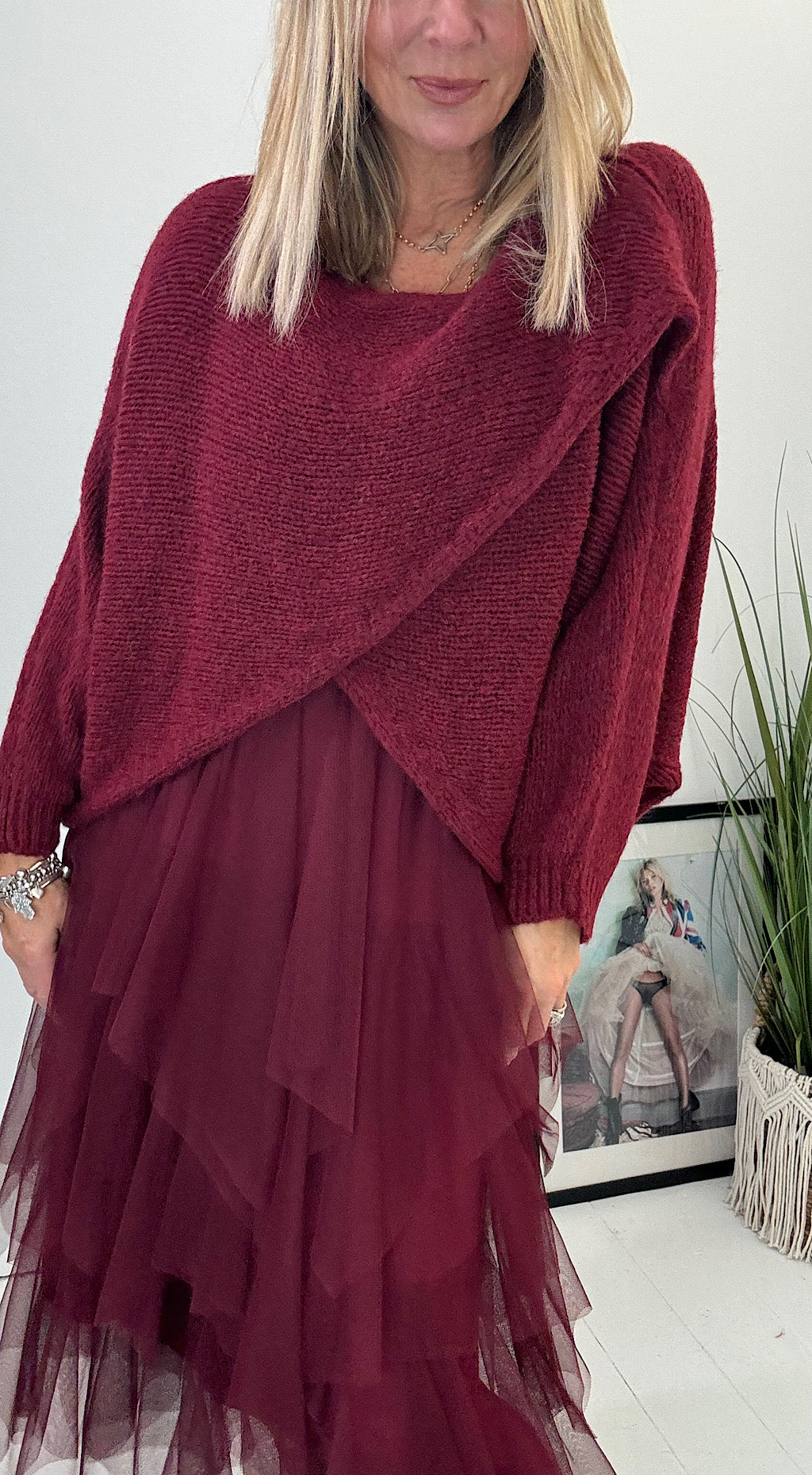 Tulle jumper dress burgundy- sold as a set