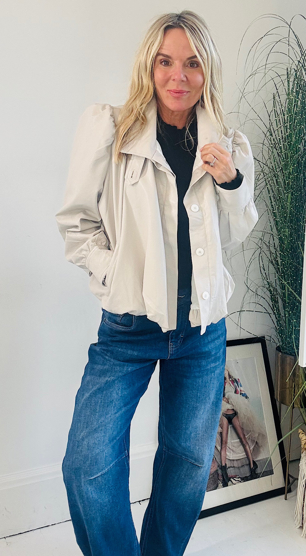 Vegan Leather Jacket - stone