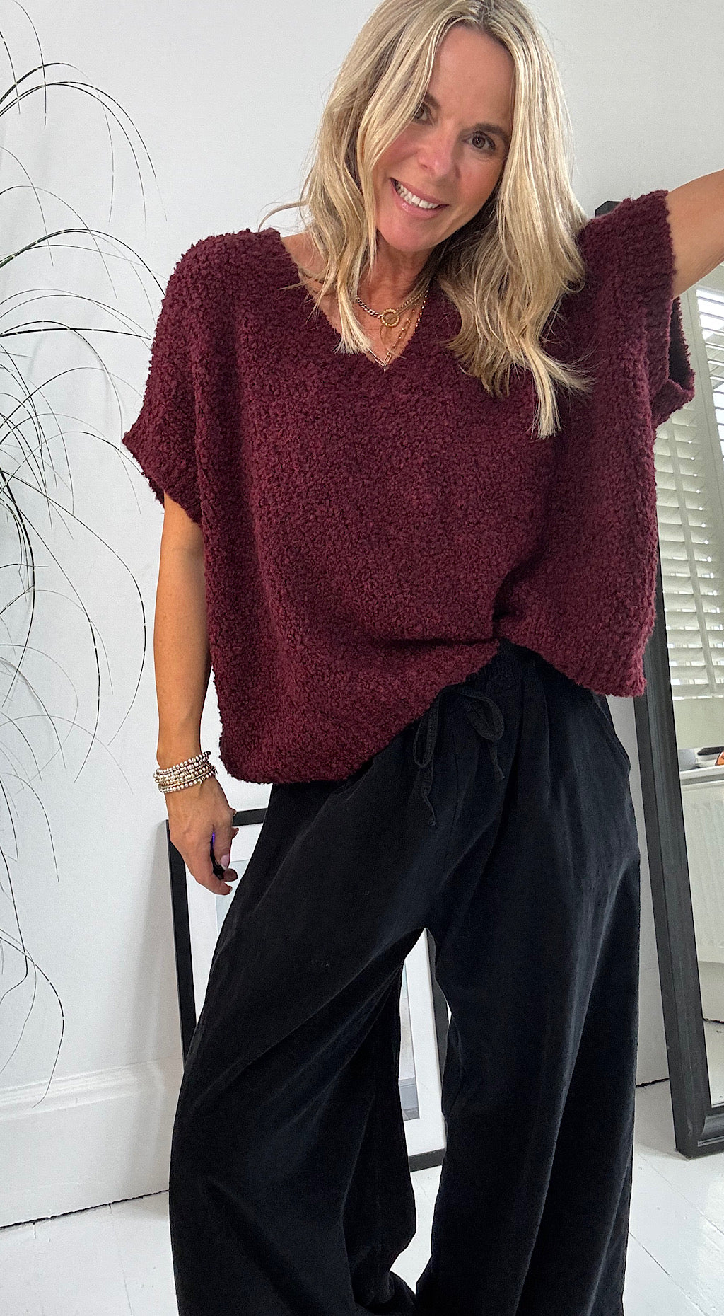 Knitted Tank Top - Burgundy