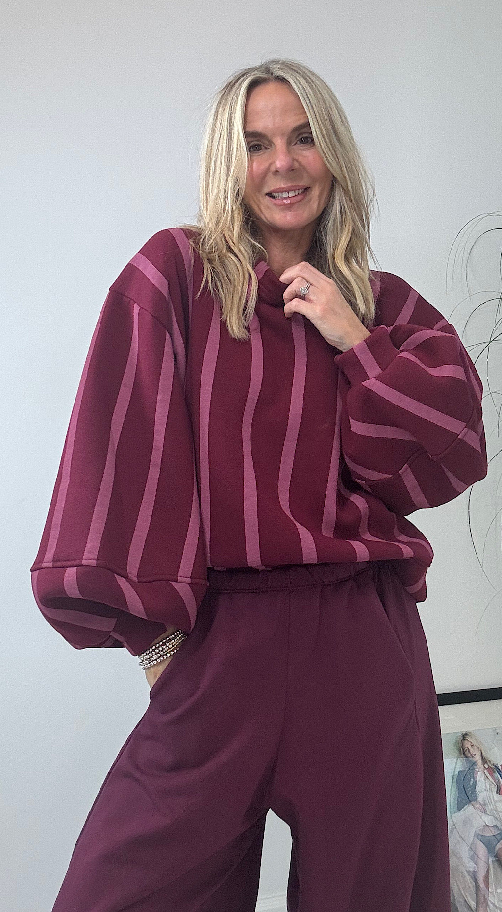 Striped Sweat - burgundy