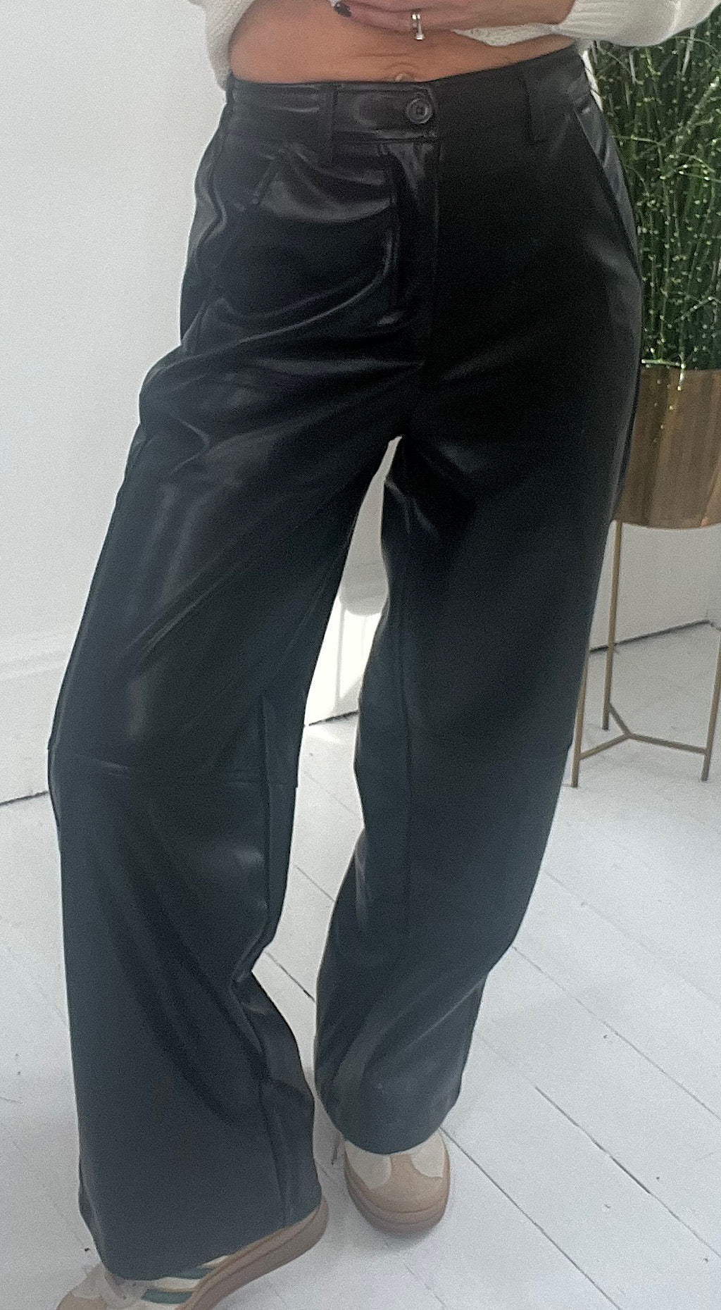 Vegan leather wide leg pants by Religion