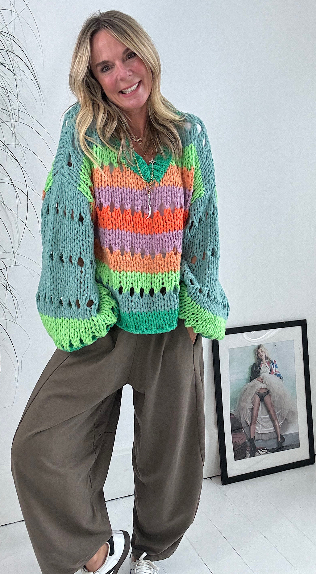 Multi-colour Fisherman Knit