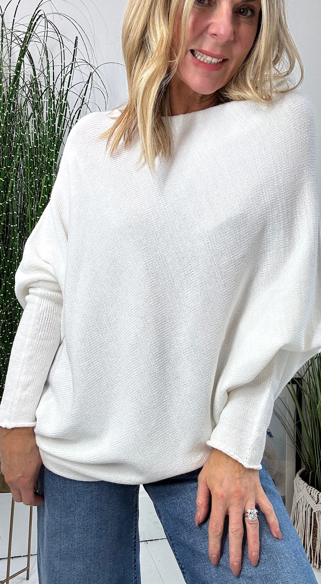 Asymmetric Knit White