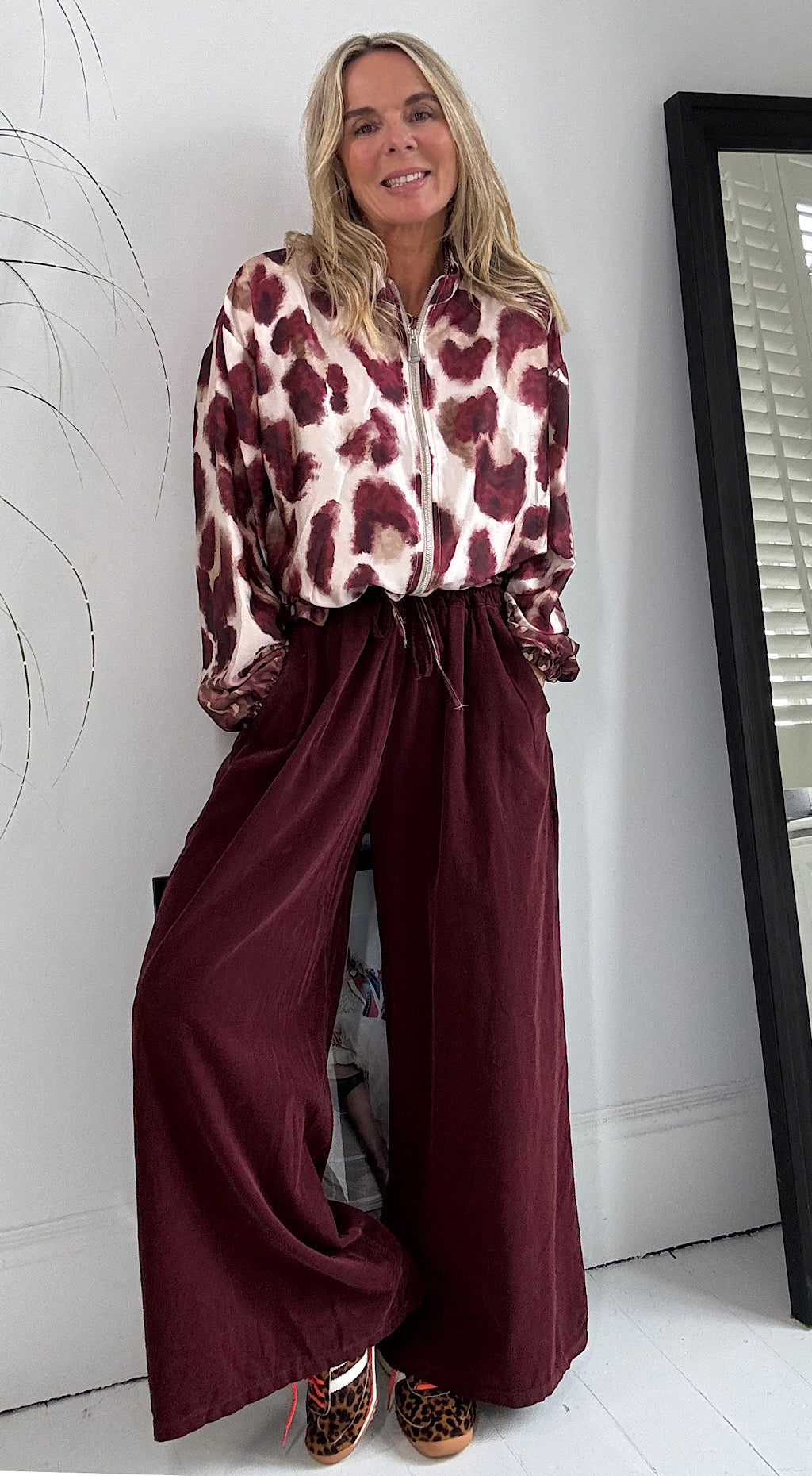 Needle Cord Flared Pant - Burgundy