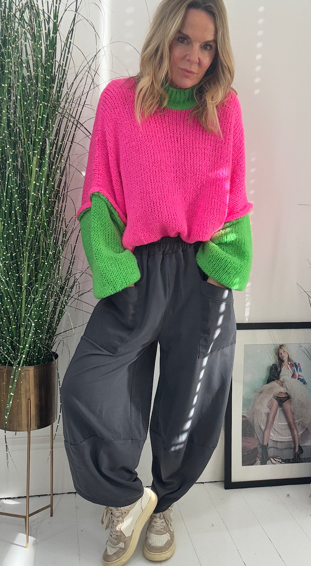 Colour Block Knit - pink/green