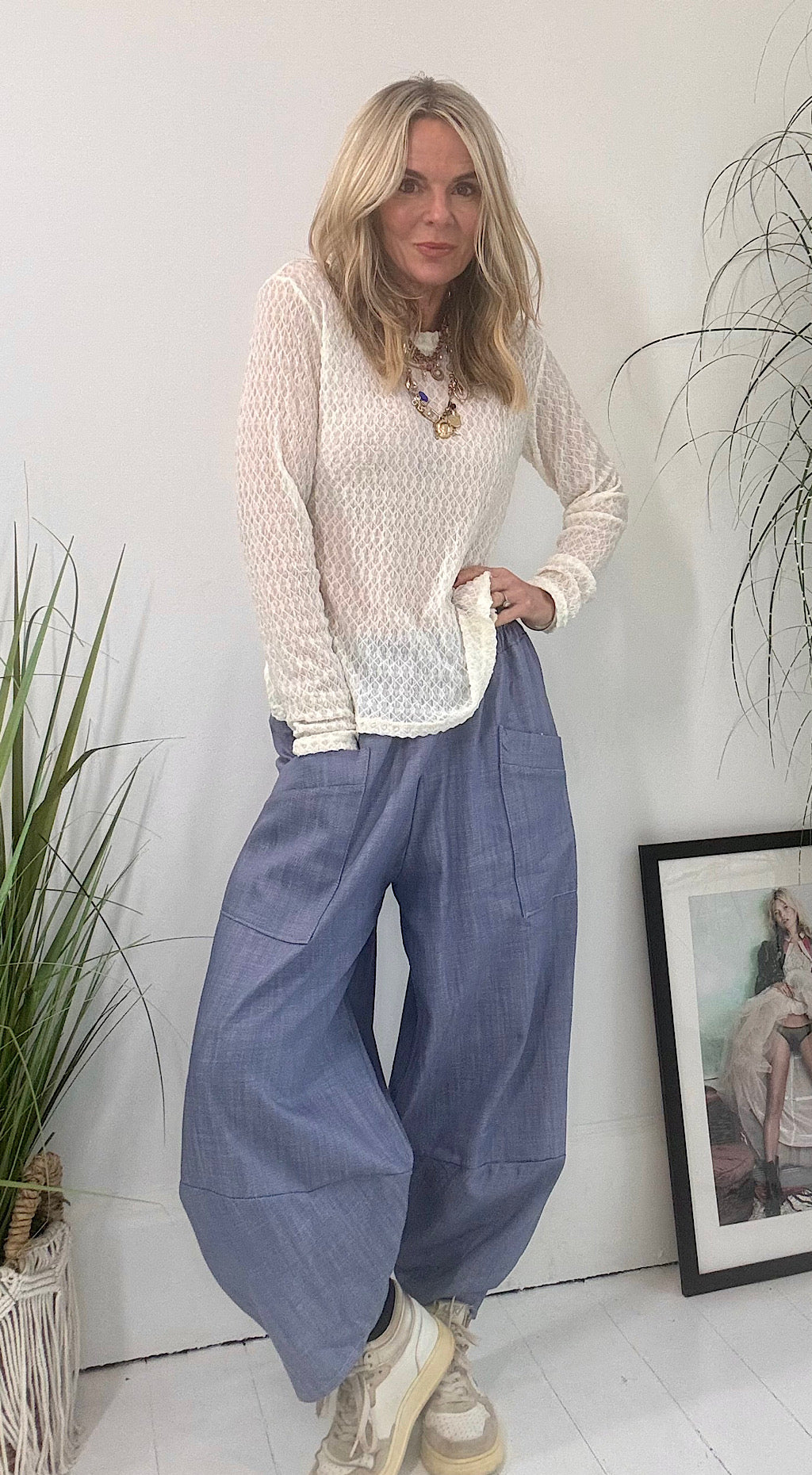 Denim Pocket Cocoon Pant - blue