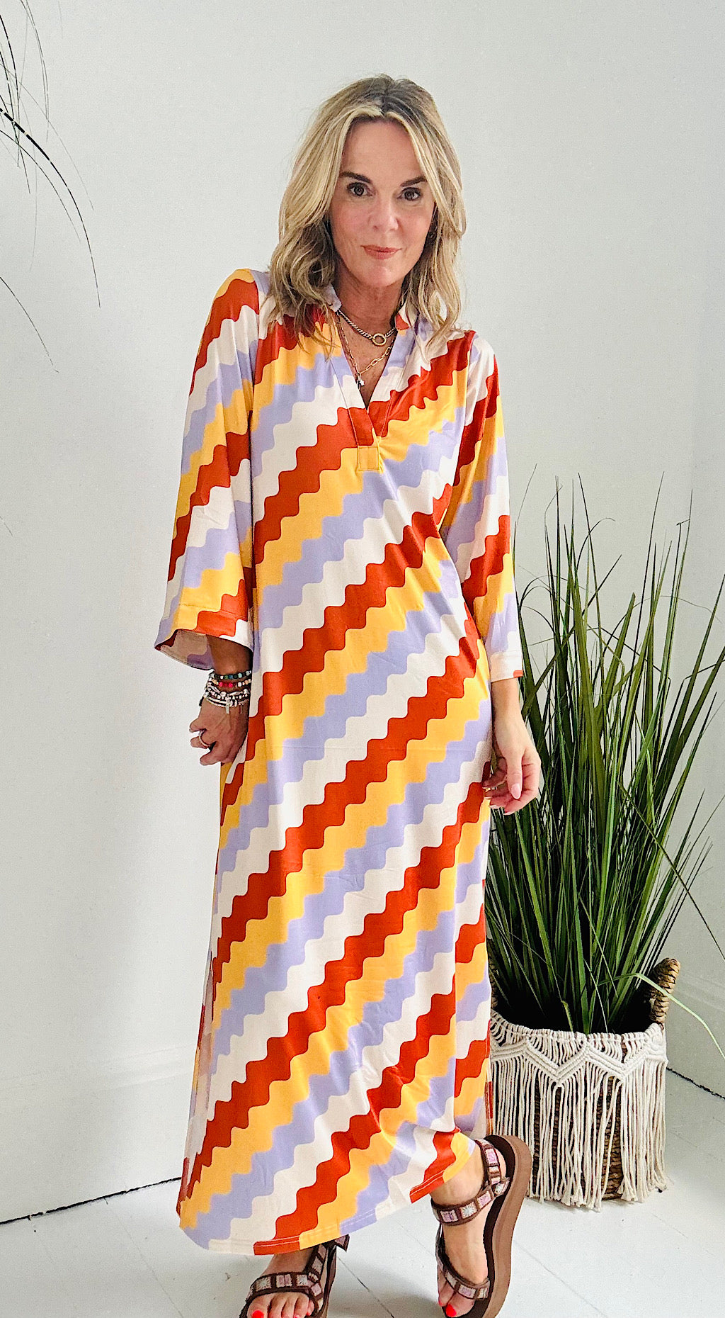 Long Sleeve ZigZag Dress by Compania Fantastica