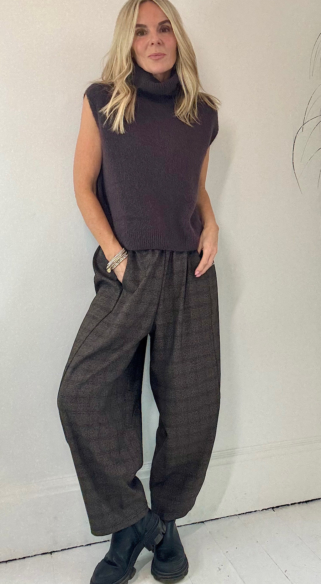 Roll Neck Tank Top - Truffle