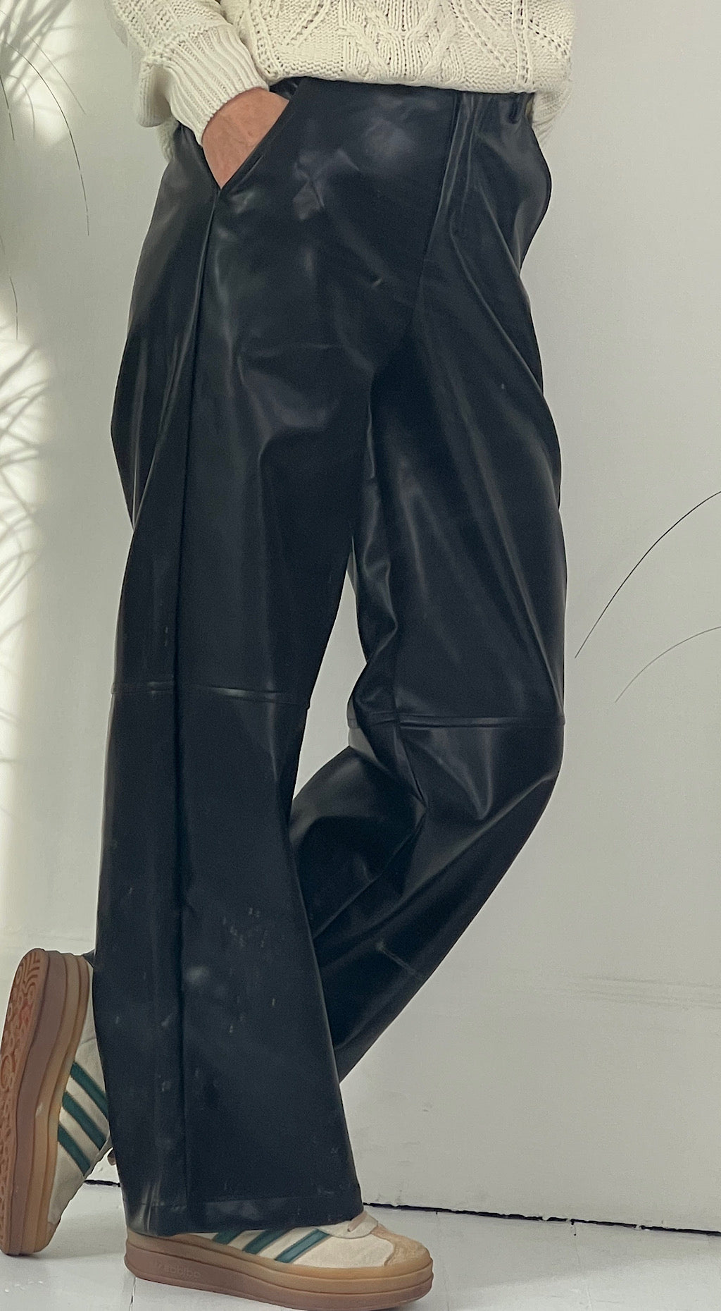 Vegan leather wide leg pants by Religion