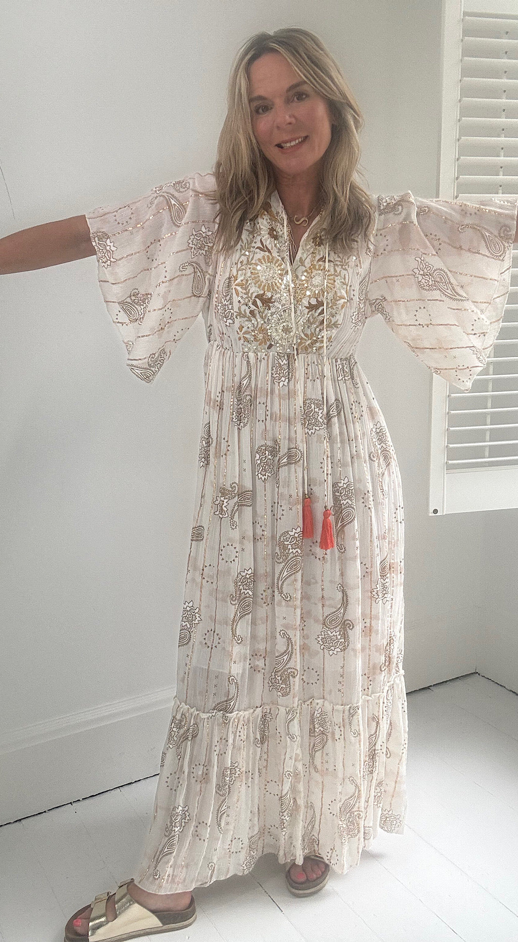 Bohemian gold detail dress