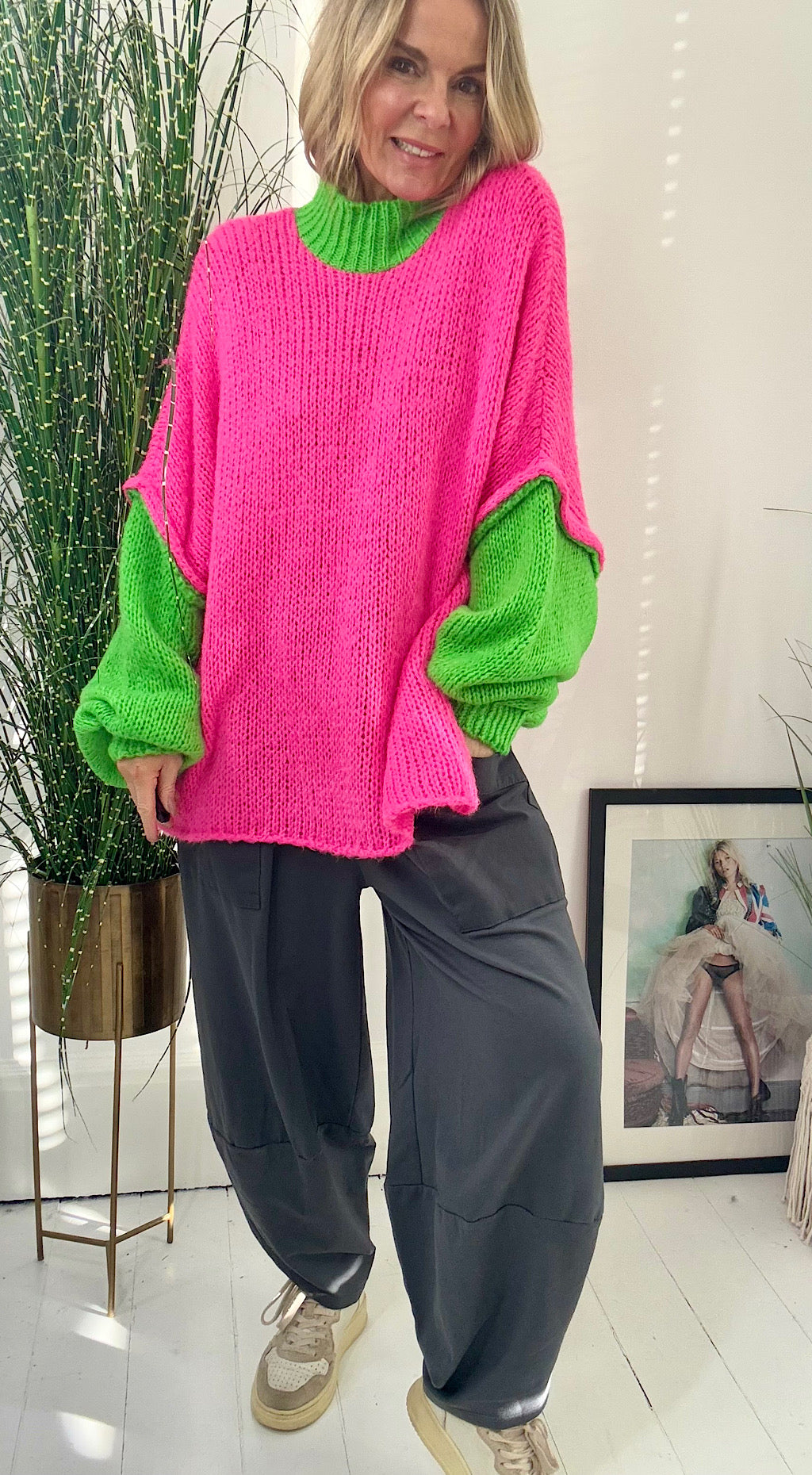 Colour Block Knit - pink/green