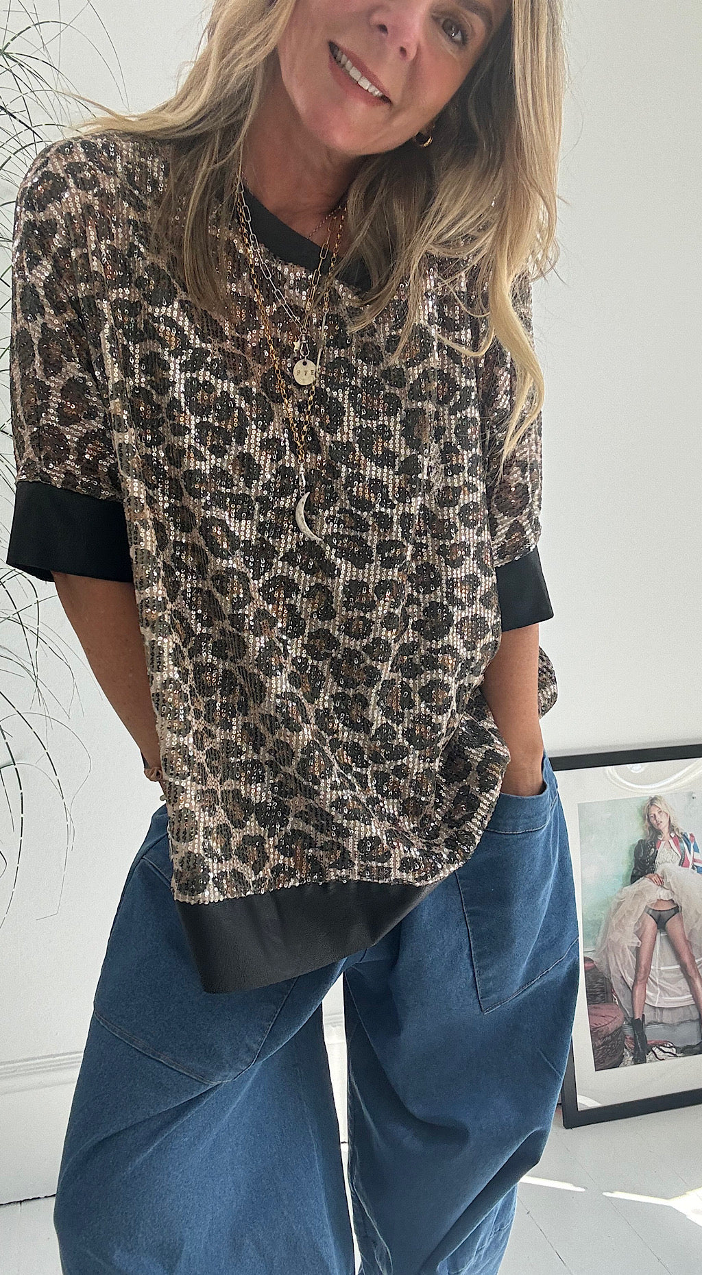 Sequin Leopard Top