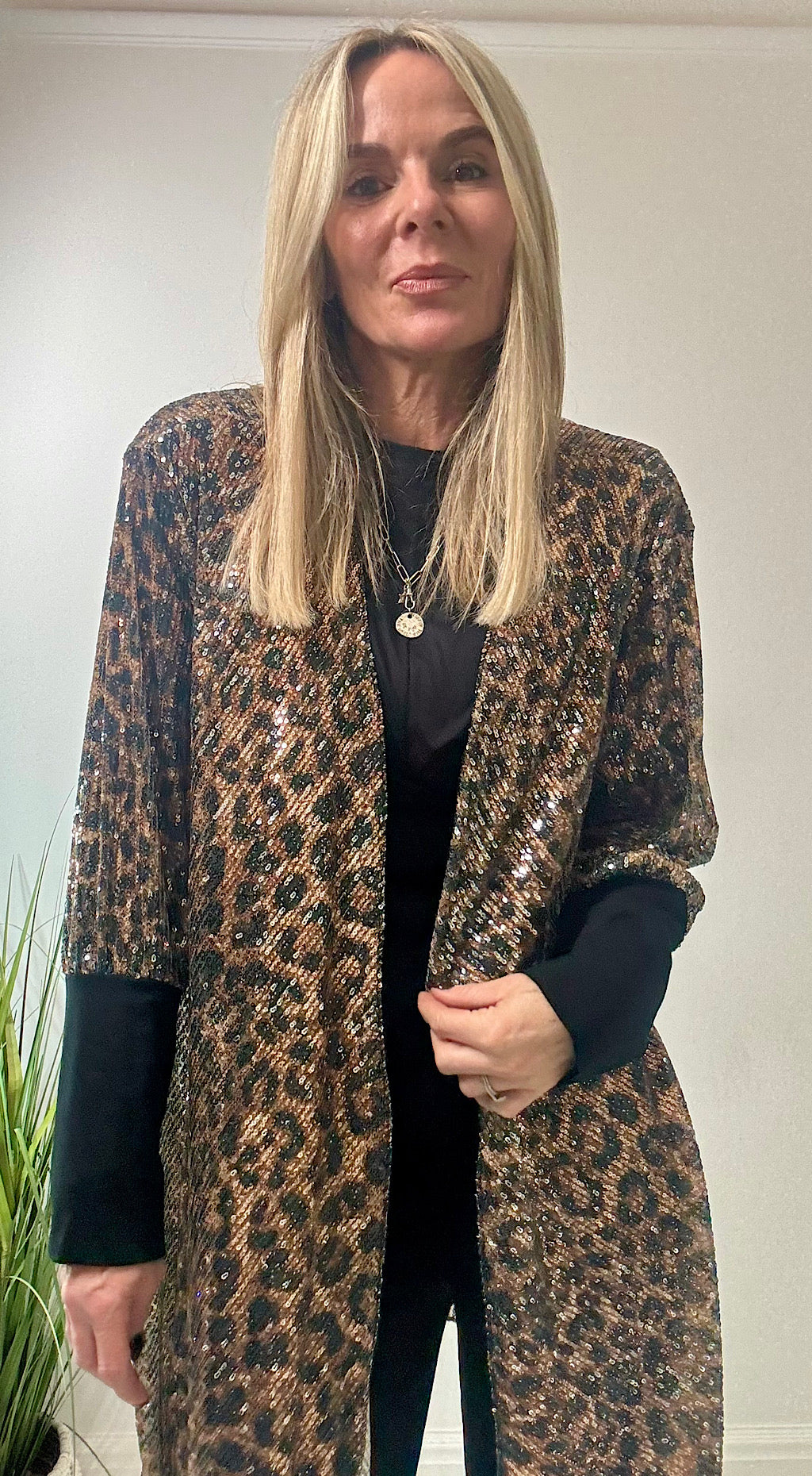 Leopard sequin jacket