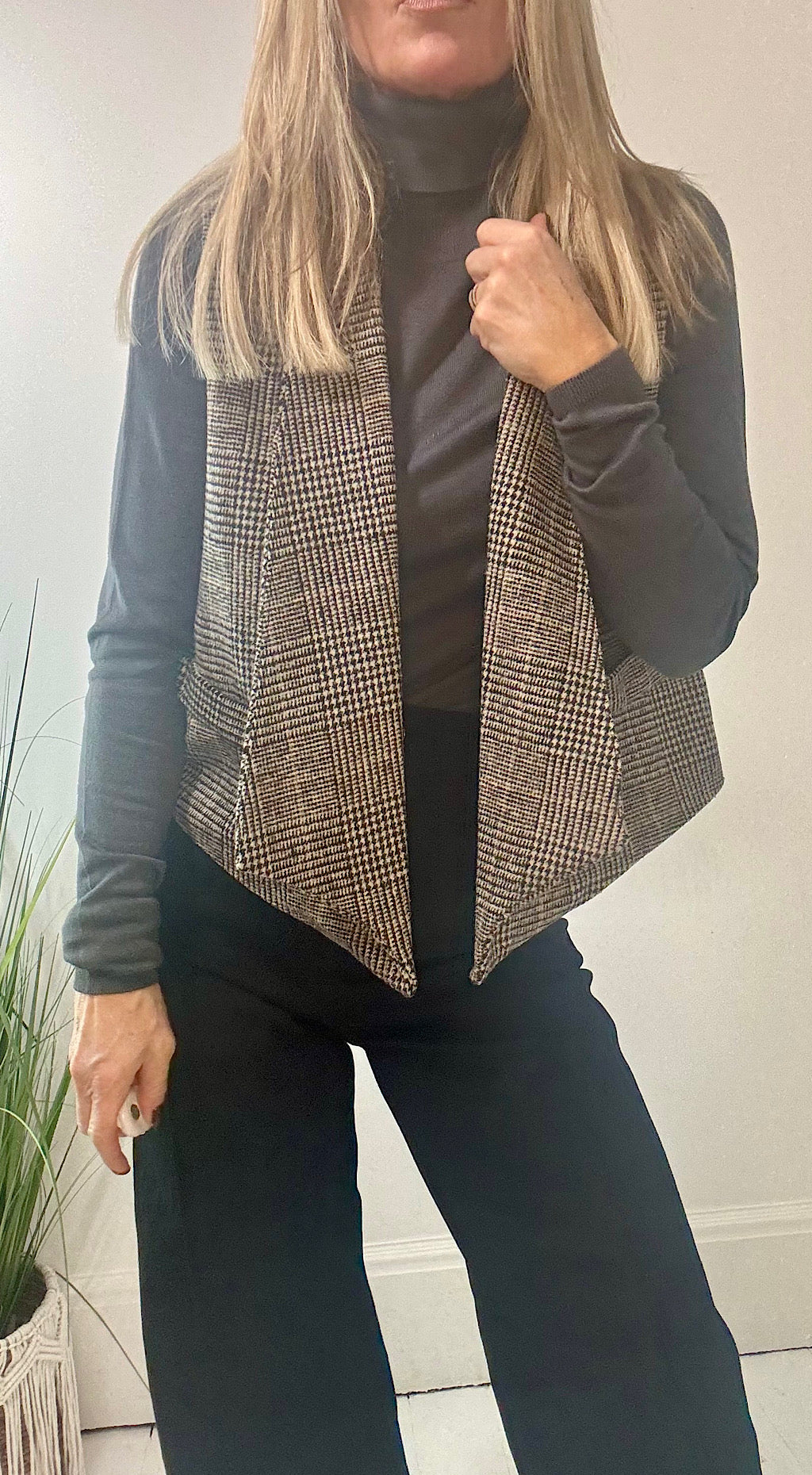 Checked tweed waistcoat