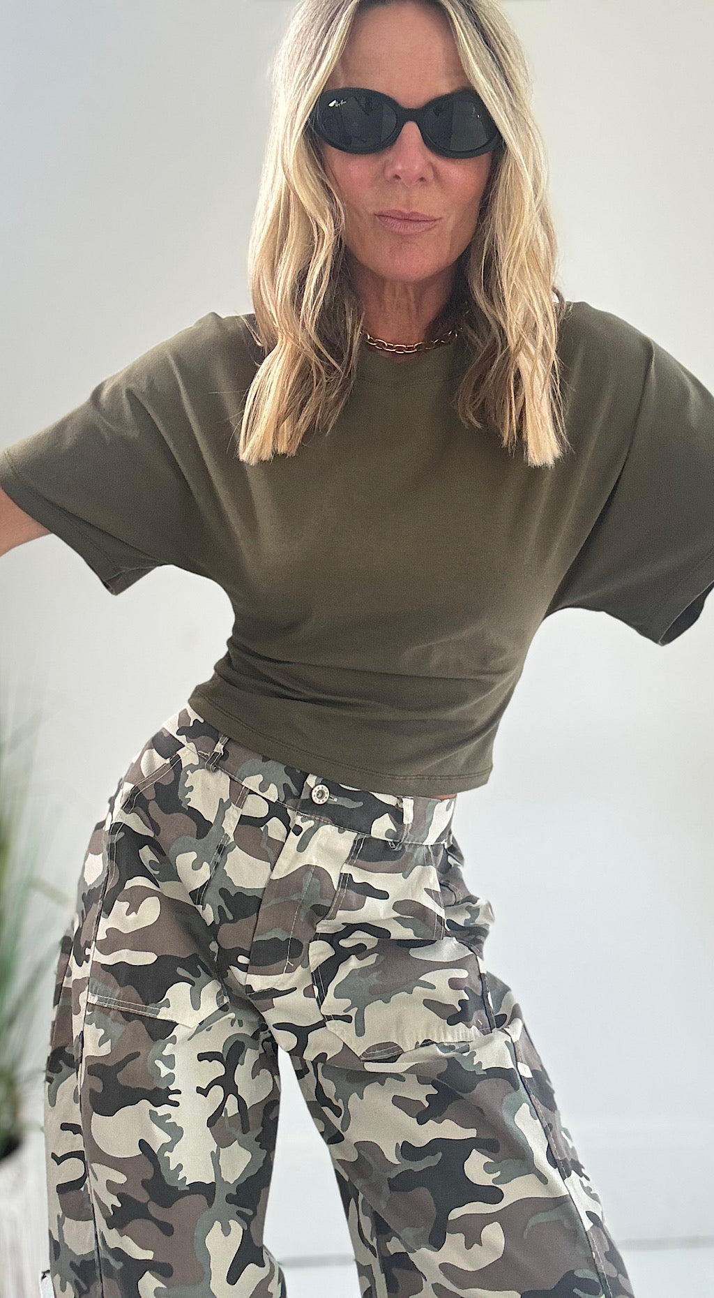 Sinch Waist Tee Khaki