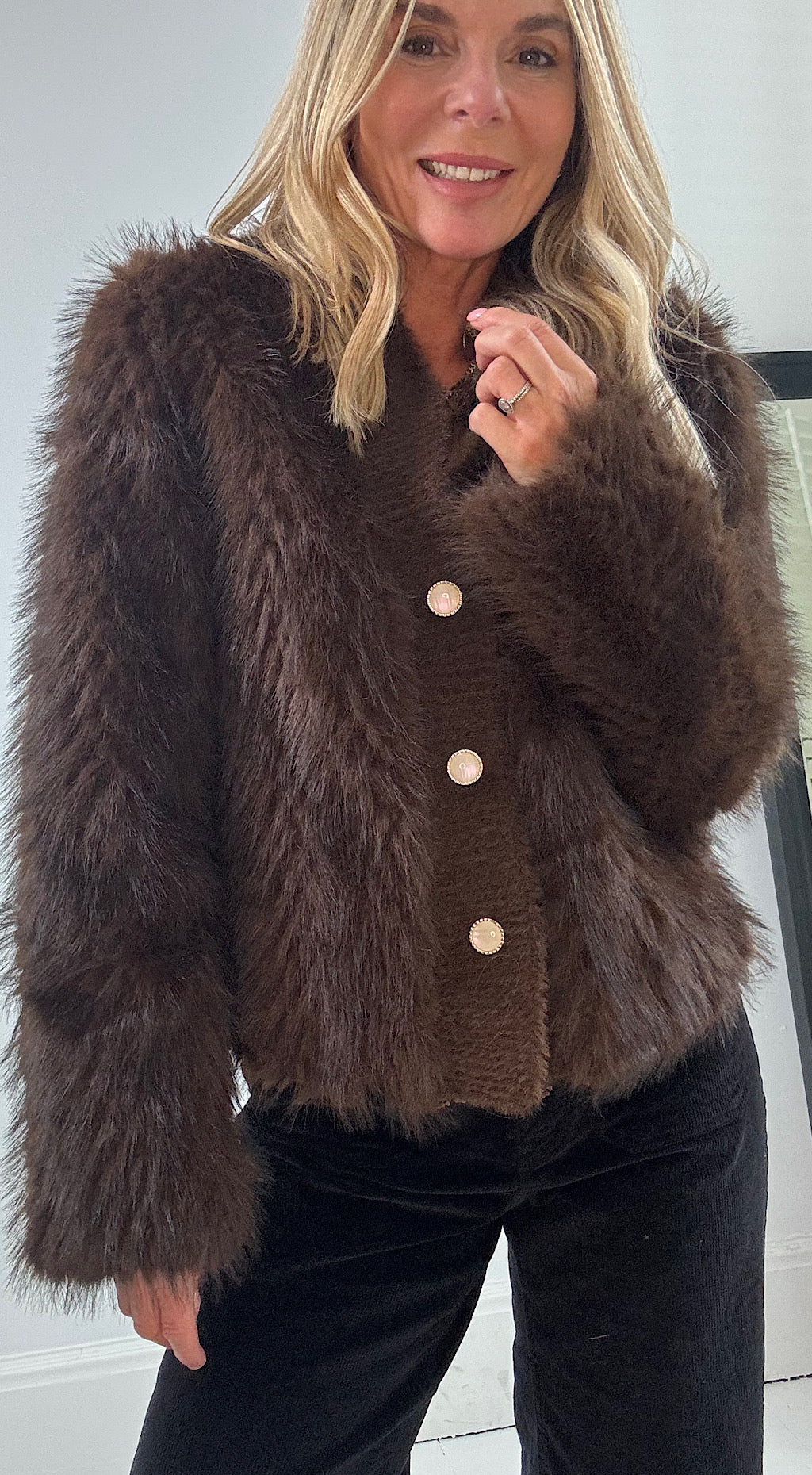 Fur Cardigan Brown