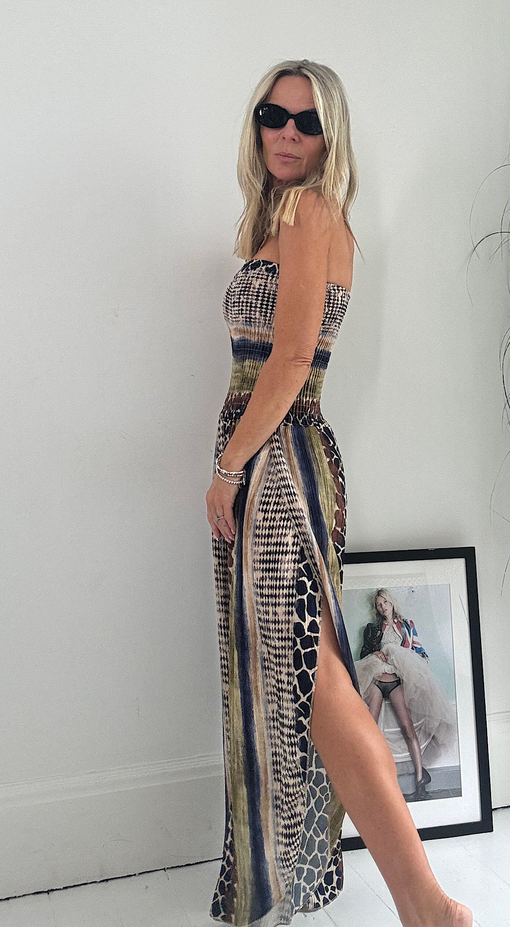 Tribal Print Hareem Jumpsuit - blue mix