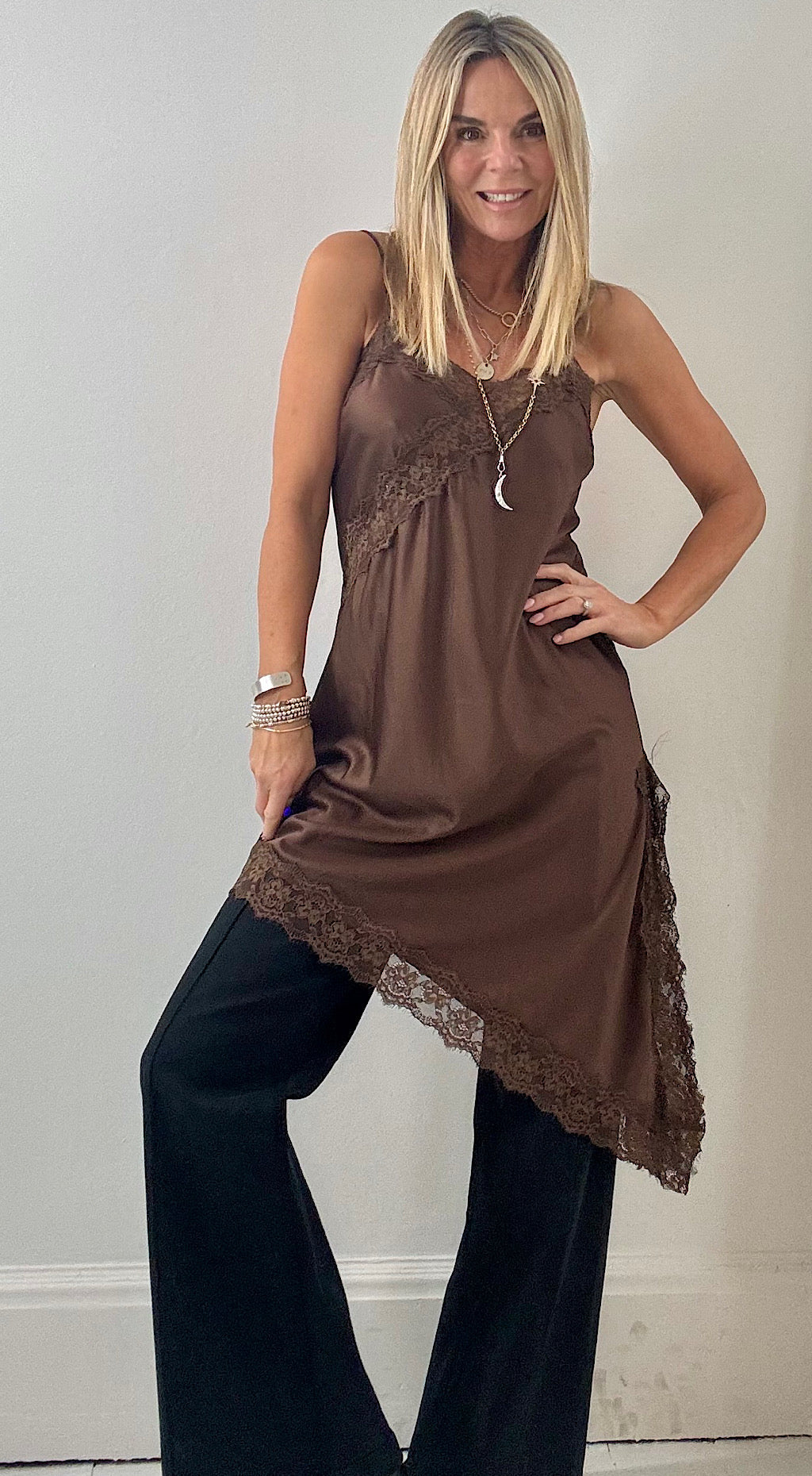 A symmetric cami dress brown