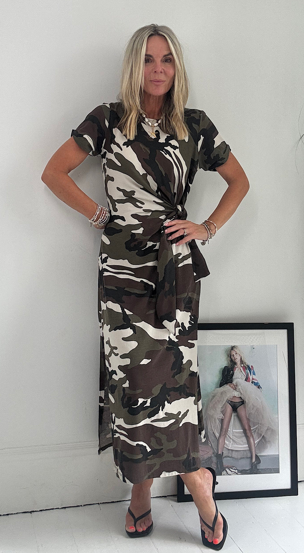 Camo tie side dress