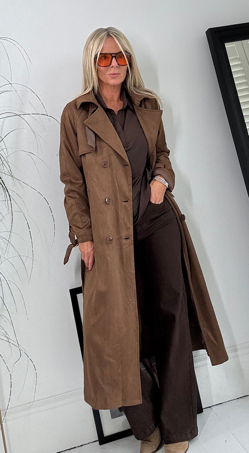 Suede Brown Trench