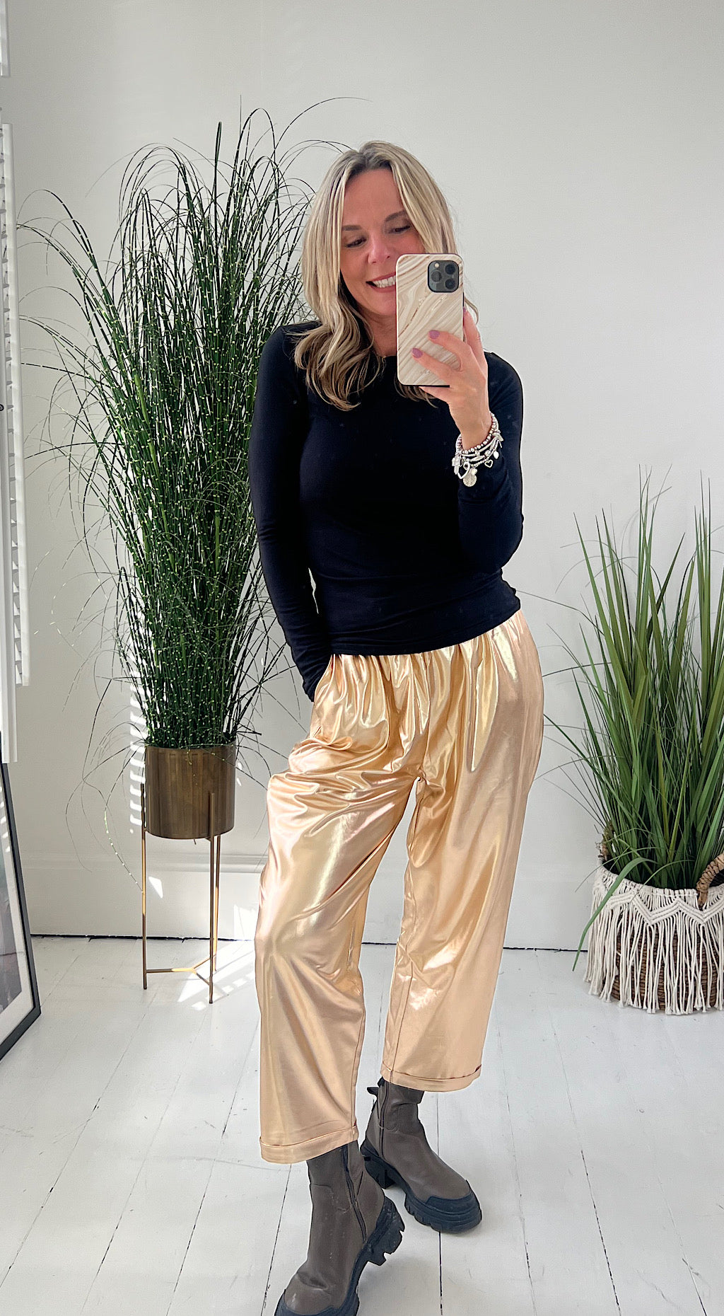 Gold Metallic Pants