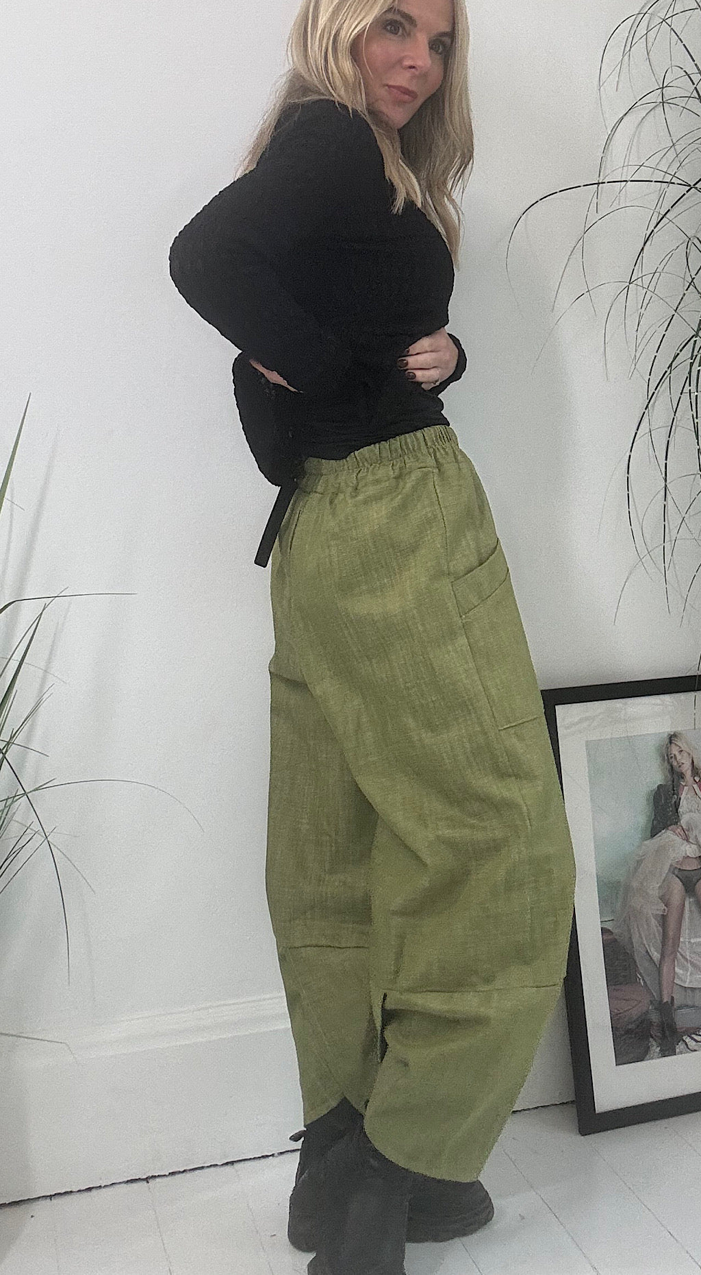 Denim Pocket Cocoon Pant - green