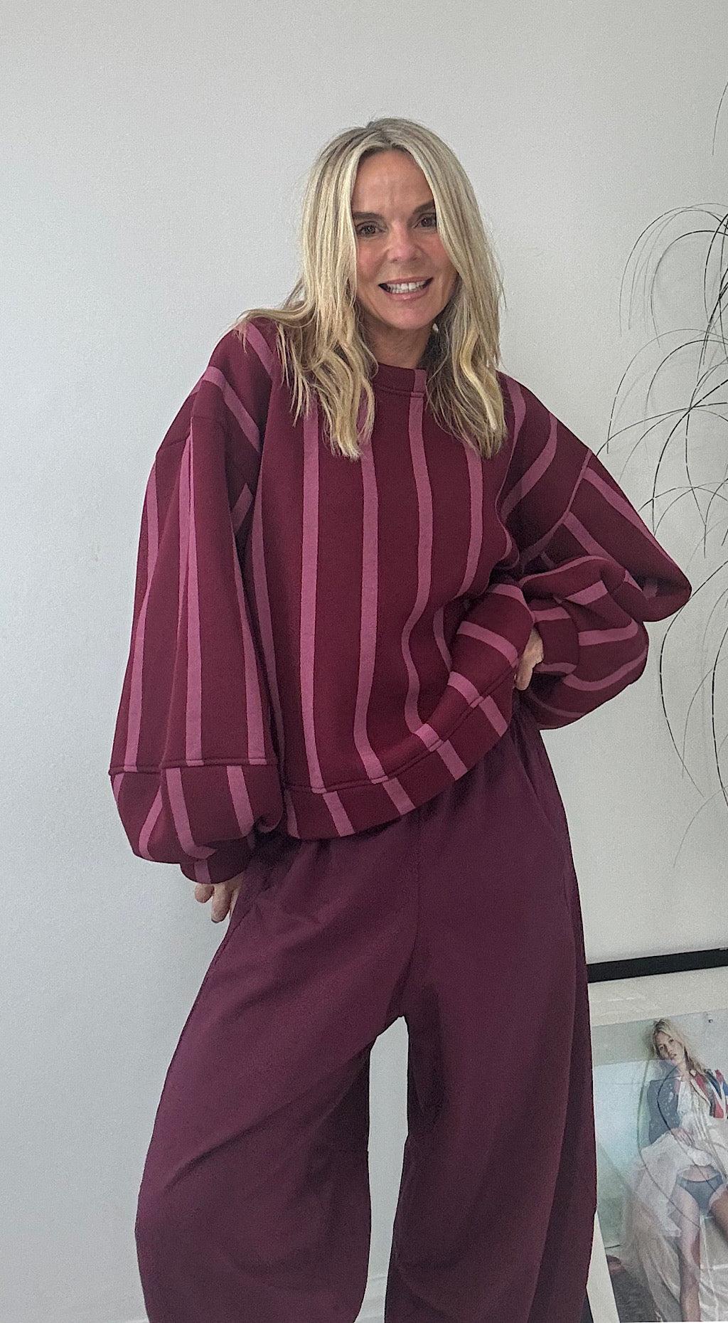 Striped Sweat - burgundy