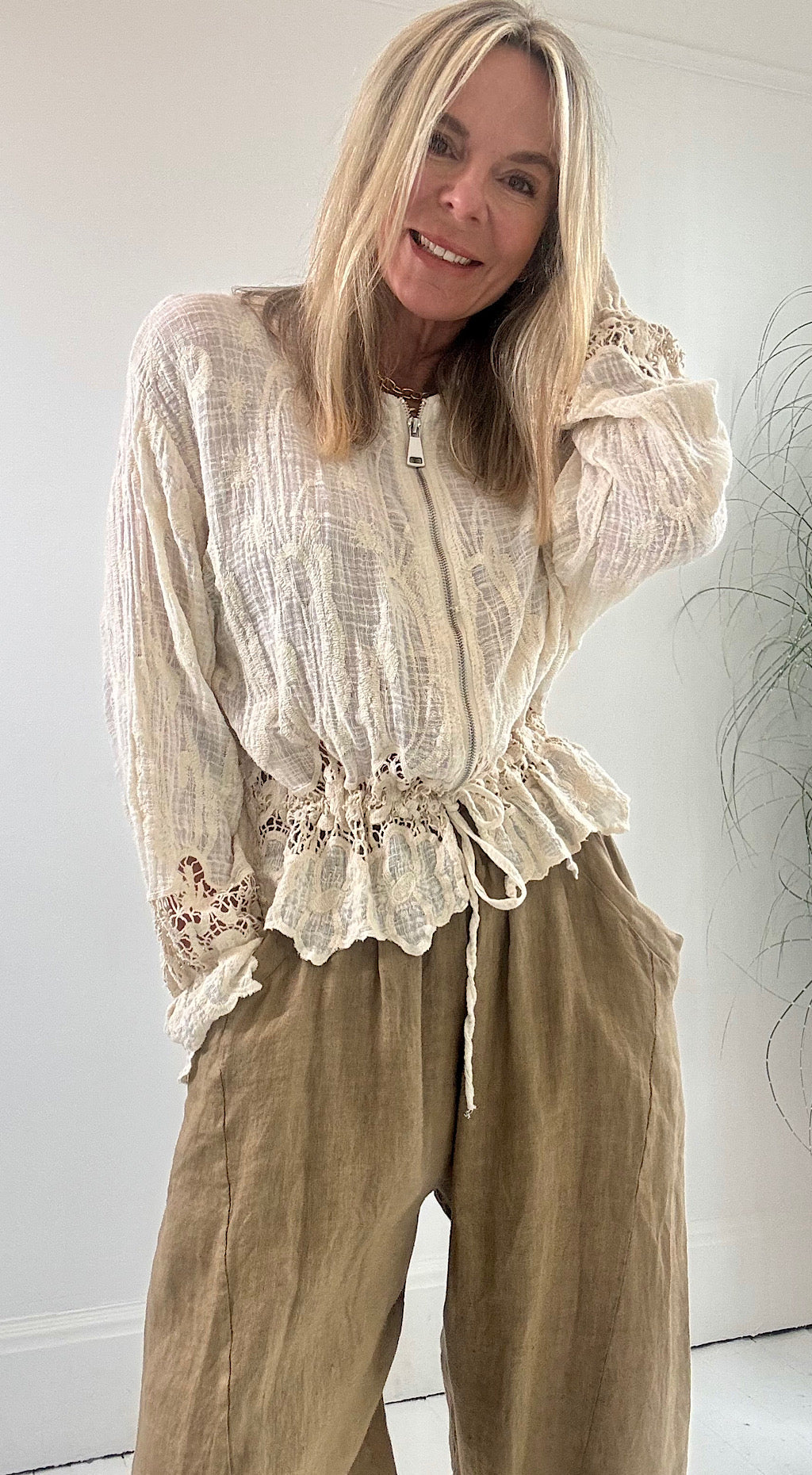 Cream cotton jacket cream